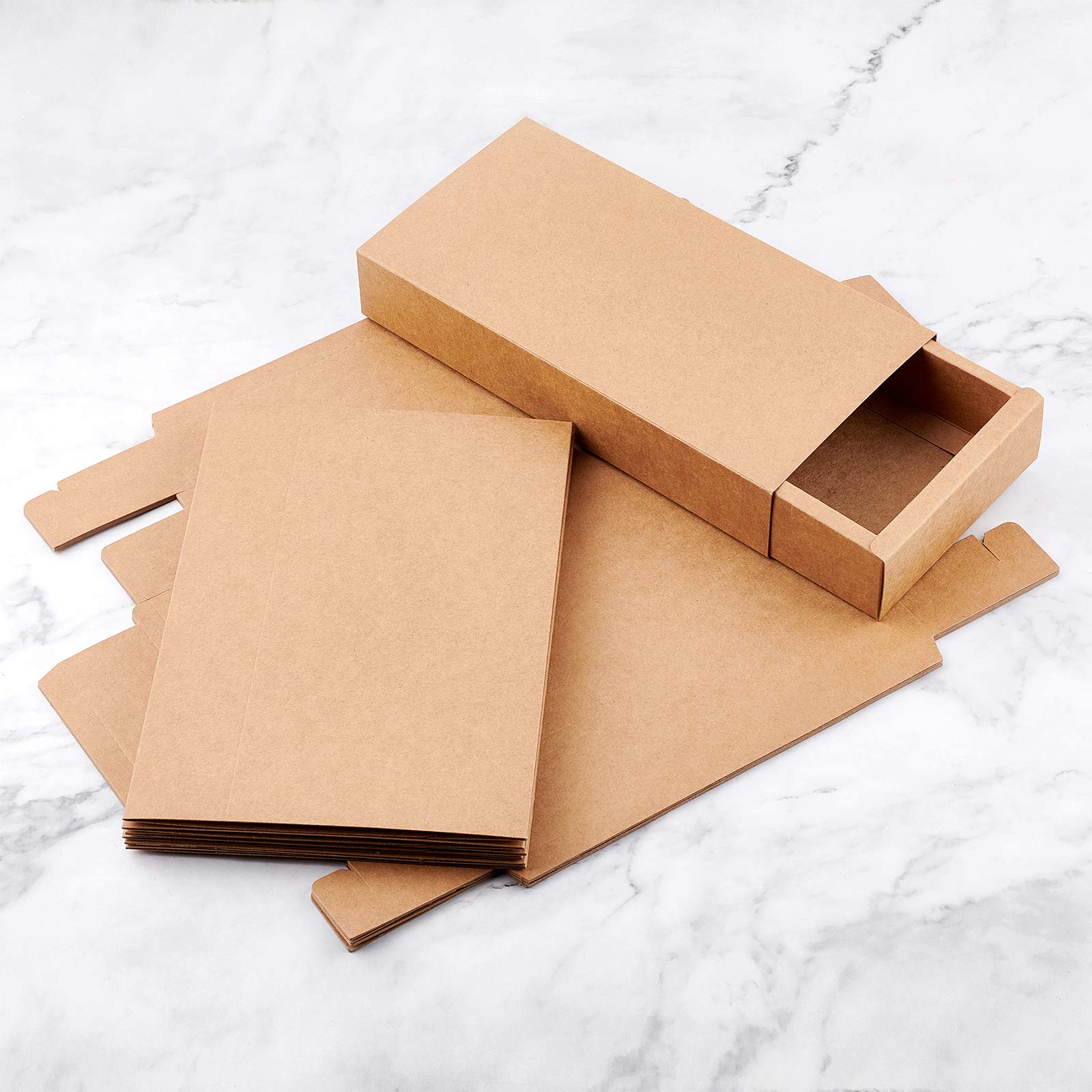 10 Pack Kraft Paper Drawer Boxes 24x12x4cm - Brown Small Gift Boxes for Soap, Jewelry, Candy & Snacks | Wedding Favors, Party Gifts & Gift Wrapping | Perfect for Home Organization, Retail Display & DIY Crafts