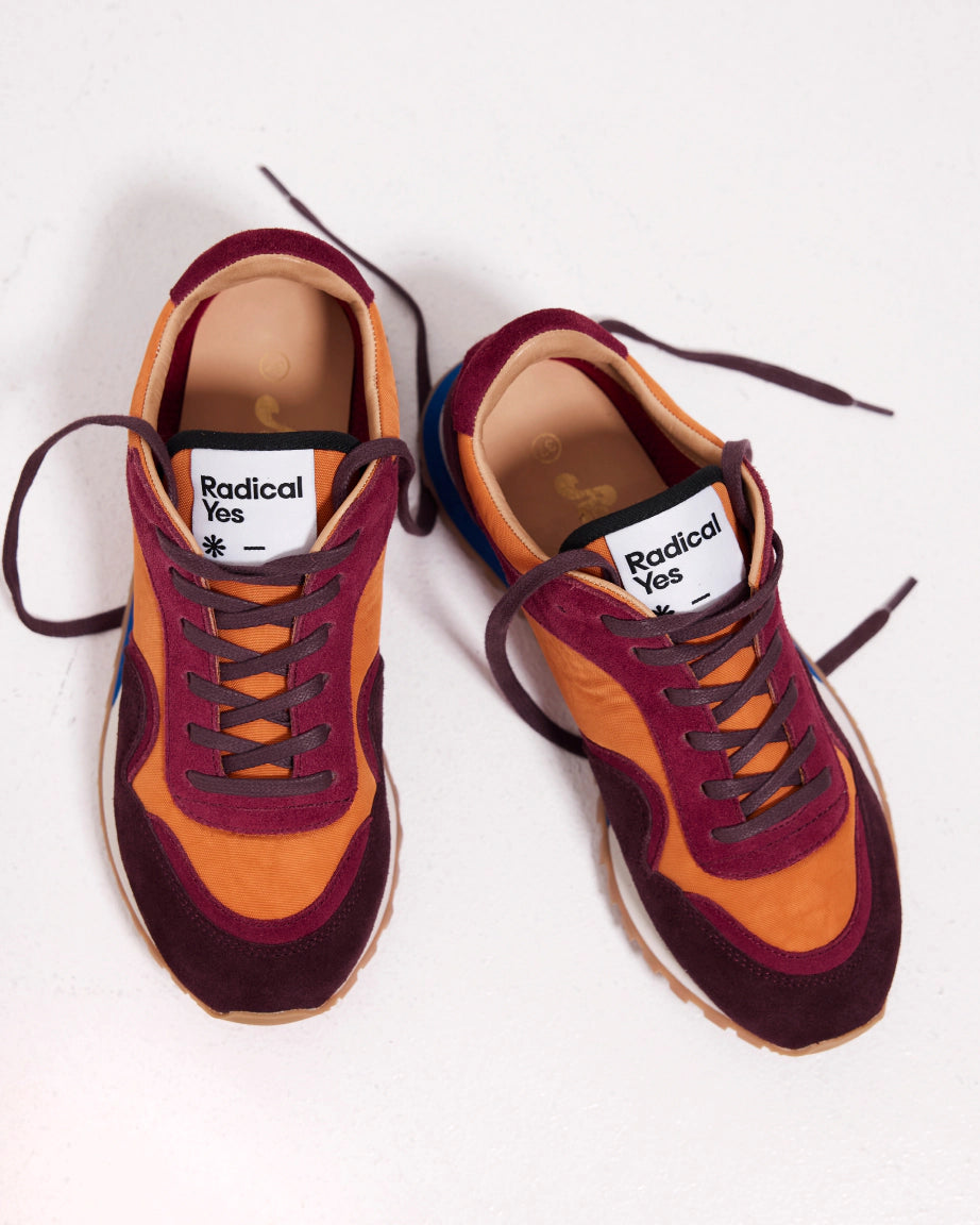 Moon Street Lace Up Sneakers for Women - Fashionable Mango & Cherry Color Casual Shoes | Perfect for Walking, Running, and Everyday Wear