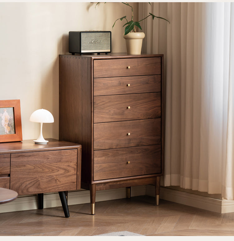 Solid Black Walnut & Oak Wood Drawer - Modern Porch Cabinet for Outdoor Storage & Entryway Organization | Perfect for Patio, Deck, and Garden Decor