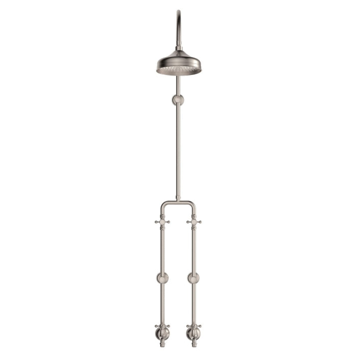 Fienza 455122BN Lillian Exposed Rail Shower & Bath Set in Brushed Nickel Finish - Modern Bathroom Fixture for Spa-Like Shower Experience