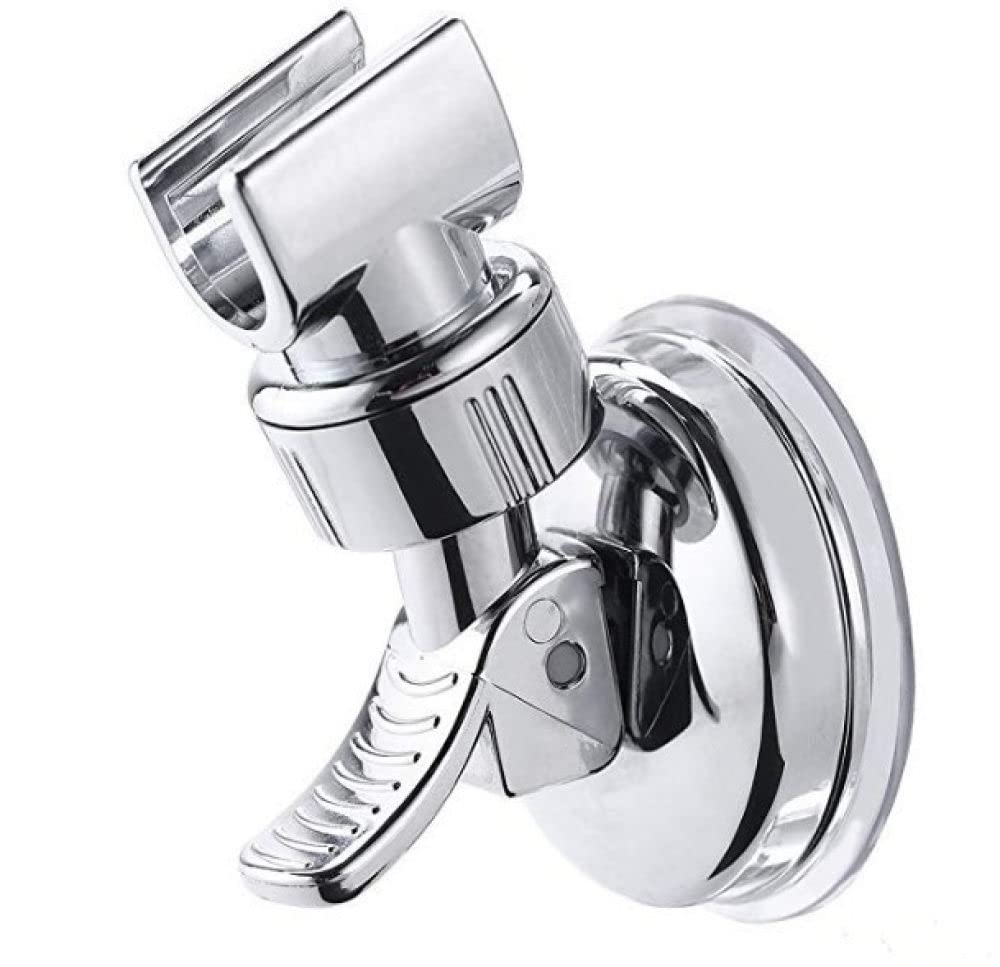 FAQUA Adjustable Shower Head Holder with Suction Cup - 360° Rotating Shower Bracket, Chrome Plated Bathroom Accessory for Stable Showerhead Mounting | Perfect for Bath, Spa & Home Renovation Projects