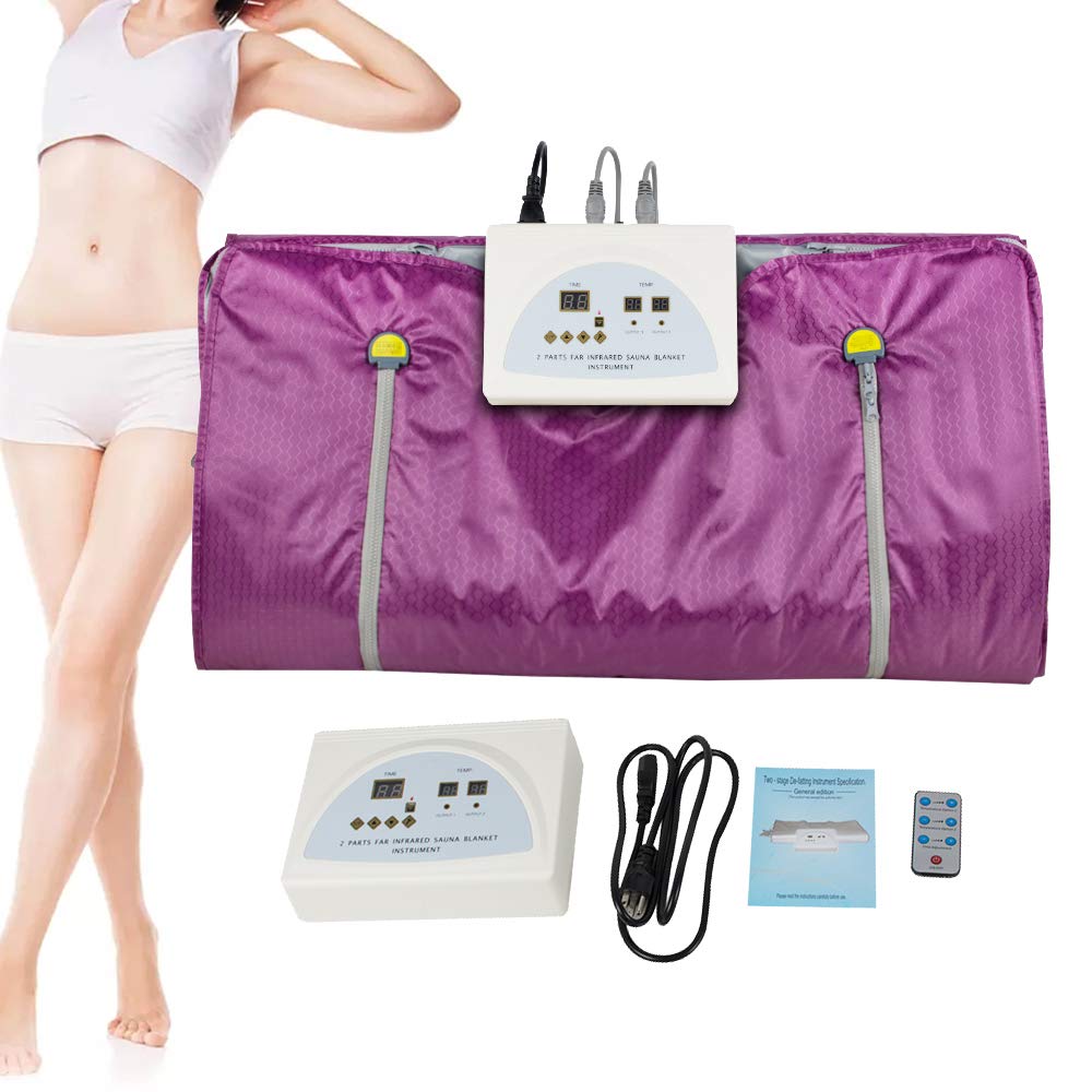 Premium 2-Zone Digital Far-Infrared Sauna Blanket with Remote Control - Detox Therapy & Anti-Aging Oxford Fabric for Home Spa Relaxation (Purple) | Perfect for Weight Loss, Muscle Recovery & Stress Relief