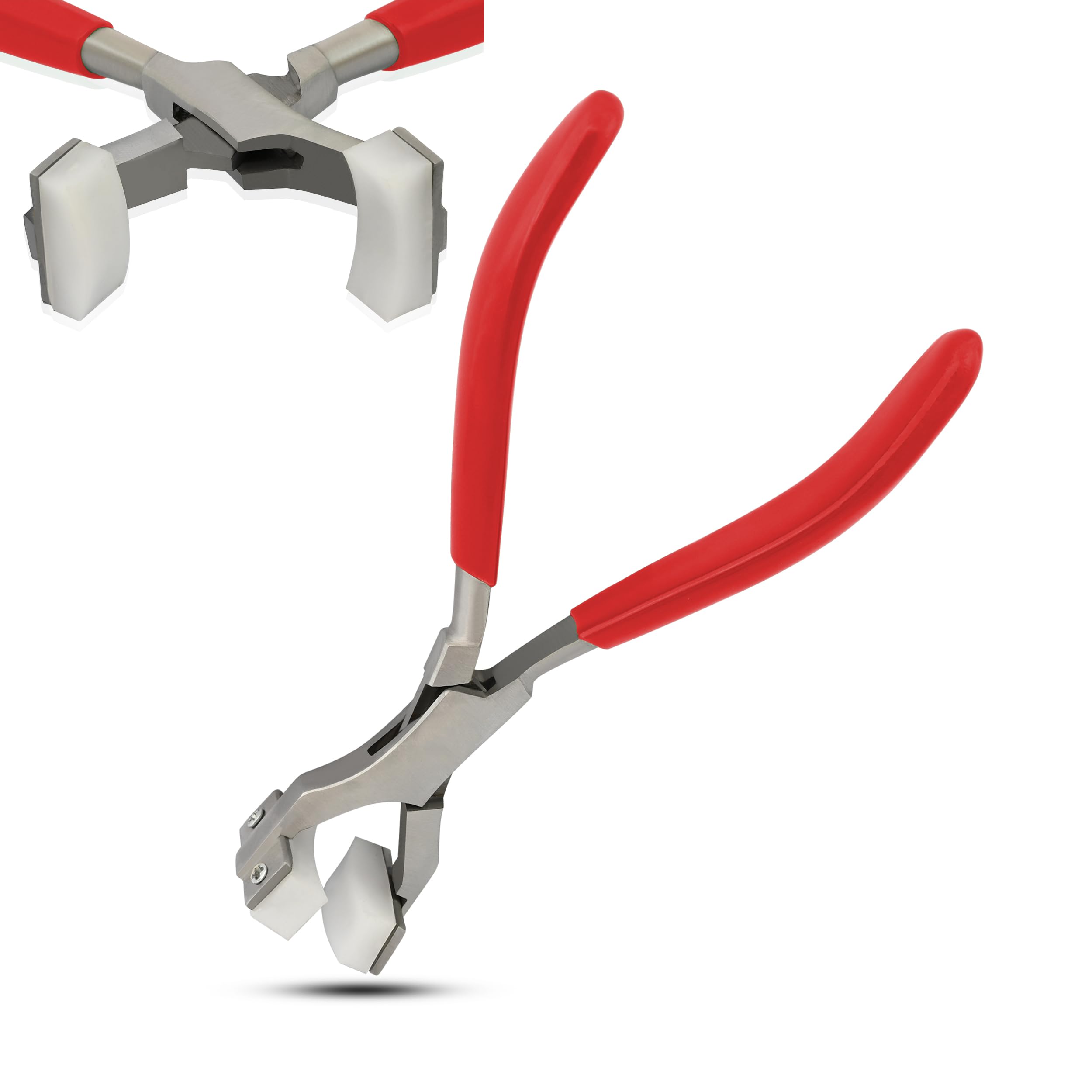 Professional Stainless Steel Jewelry Pliers Set - OdontoMed2011 Bracelet Repair Tool with Nylon Jaws & Red Grip Handle for Ring Bending, Spring Forming & Jewelry Making | Perfect for DIY Crafts, Jewelry Repair & Metalworking Projects