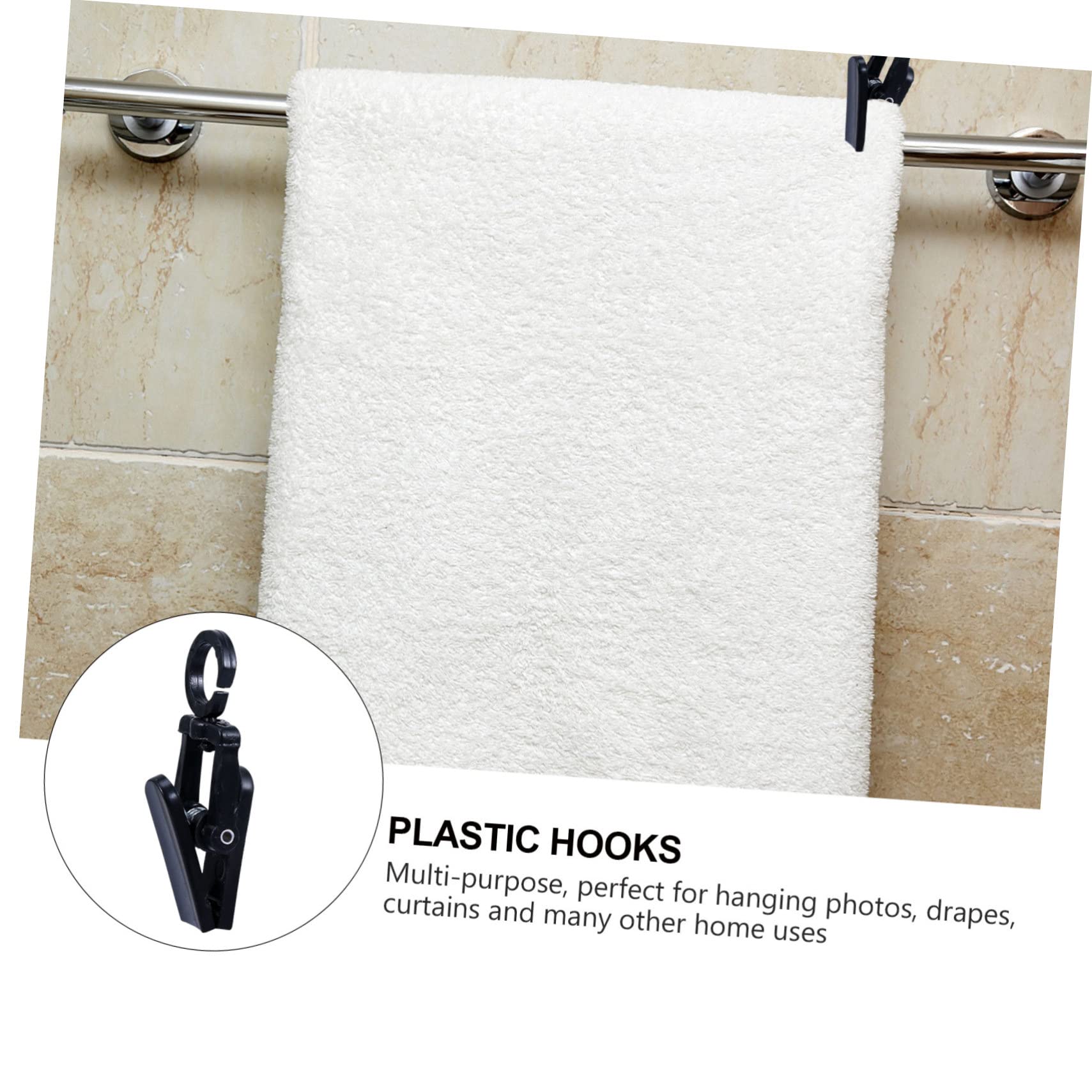 50pcs Small Plastic Swivel Hanging Clips - 360° Rotatable Multipurpose Hooks for Laundry, Curtains, Coats & Home Organization - Durable Plastic Clips for Clothesline, Shower, Closet & DIY Projects