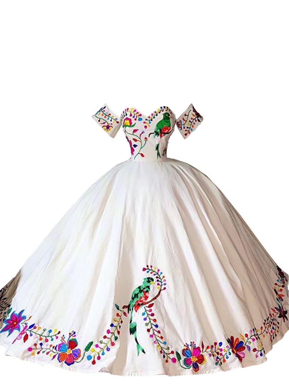 Elegant Gold Embroidered Organza Ball Gown - Puffy Ruffle Quinceañera Dress for Mexican Theme Prom 2025 | Perfect for Sweet 16, Quinceañeras, and Formal Dances