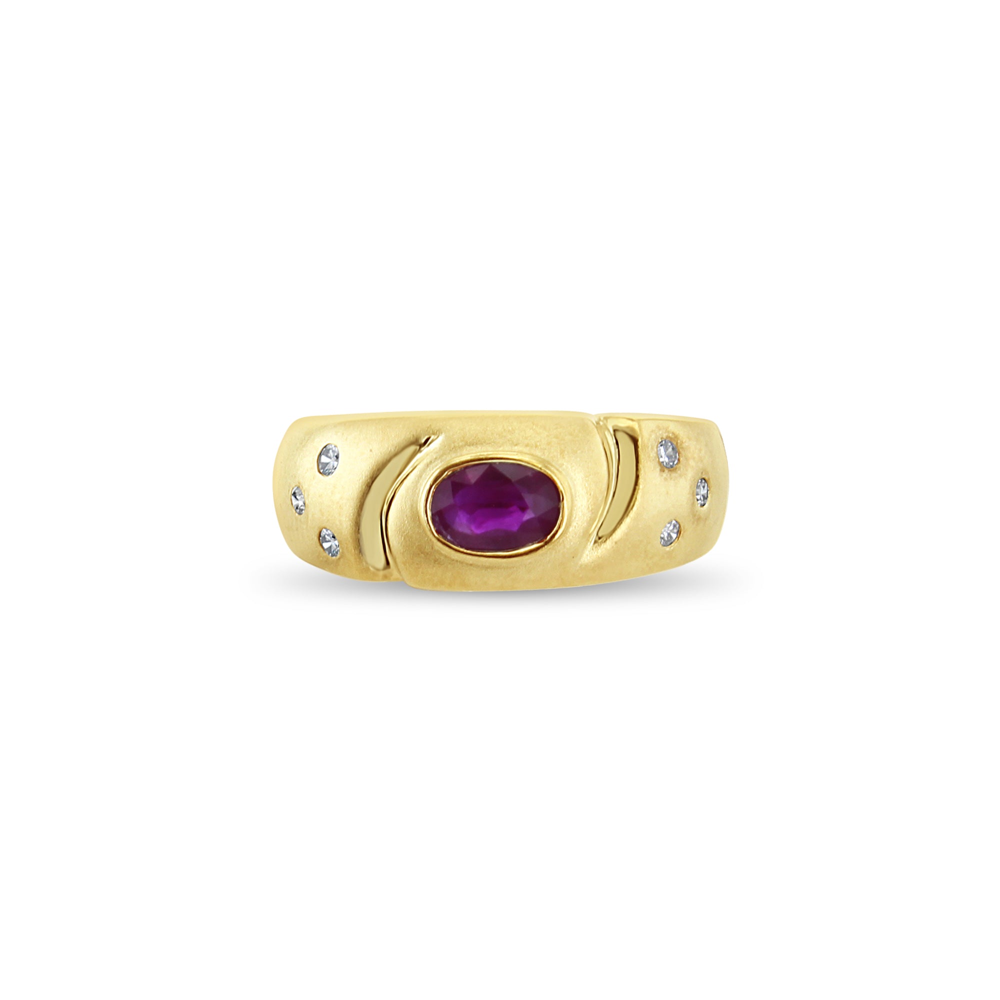 14K Yellow Gold Oval Ruby Ring with Diamond Accents - Elegant Dainty Stackable Band for Women, Perfect for Anniversary, Engagement, Wedding or Everyday Wear