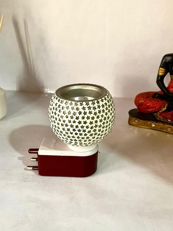 Premium Electric Ceramic Aroma Diffuser with Multicolor LED Night Light - Camphor & Incense Burner for Home, Office, Yoga & Meditation - White Star Design (Pack of 1) | Relaxation & Aromatherapy Essential Oil Diffuser