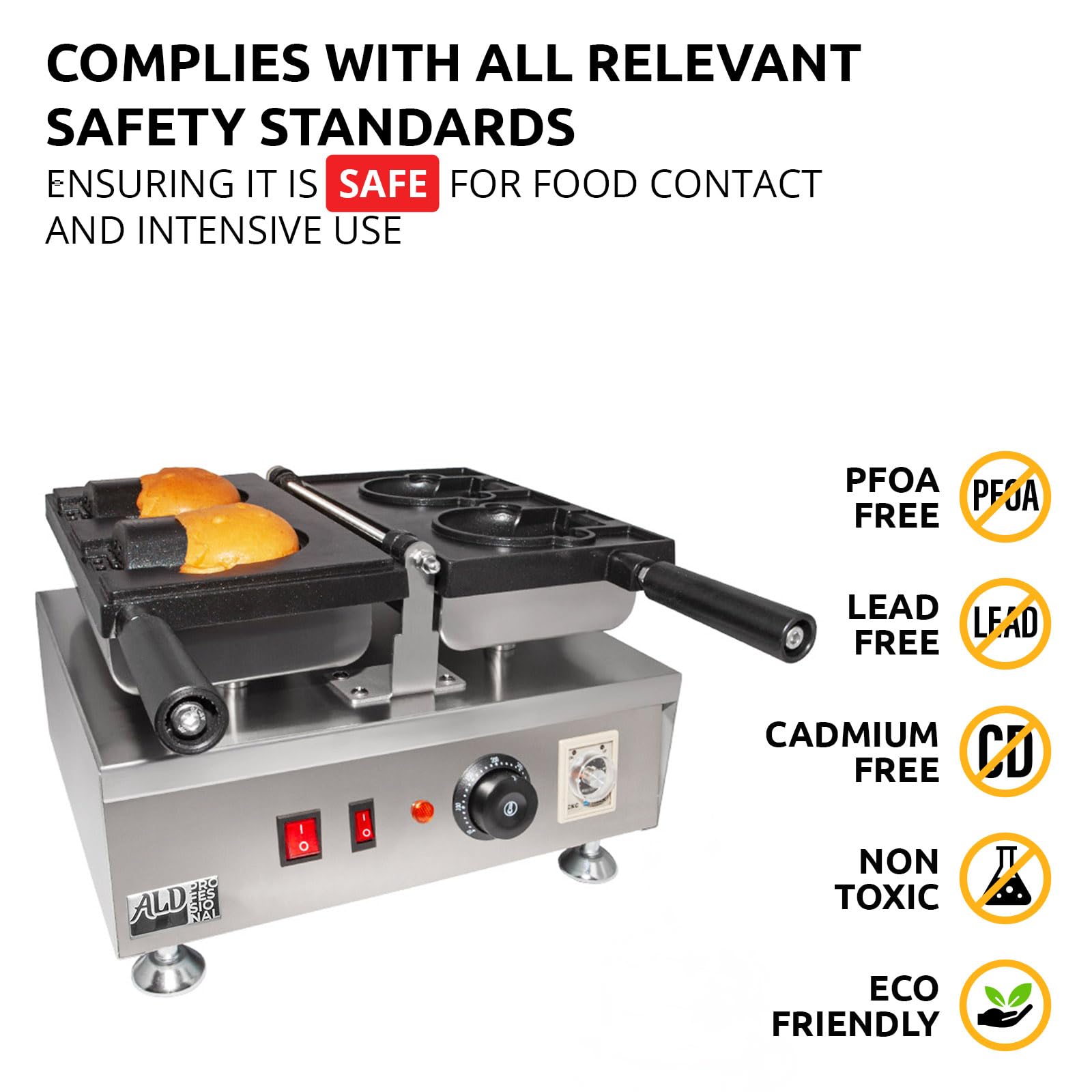 ALDKitchen Taiyaki Bear Waffle Maker - Fish-Shaped Nonstick Electric Waffle Iron | 110V Stainless Steel Pancake Maker (Makes 2 Bear Waffles) | Perfect for Breakfast, Dessert, Party Snacks & Kids Cooking Fun