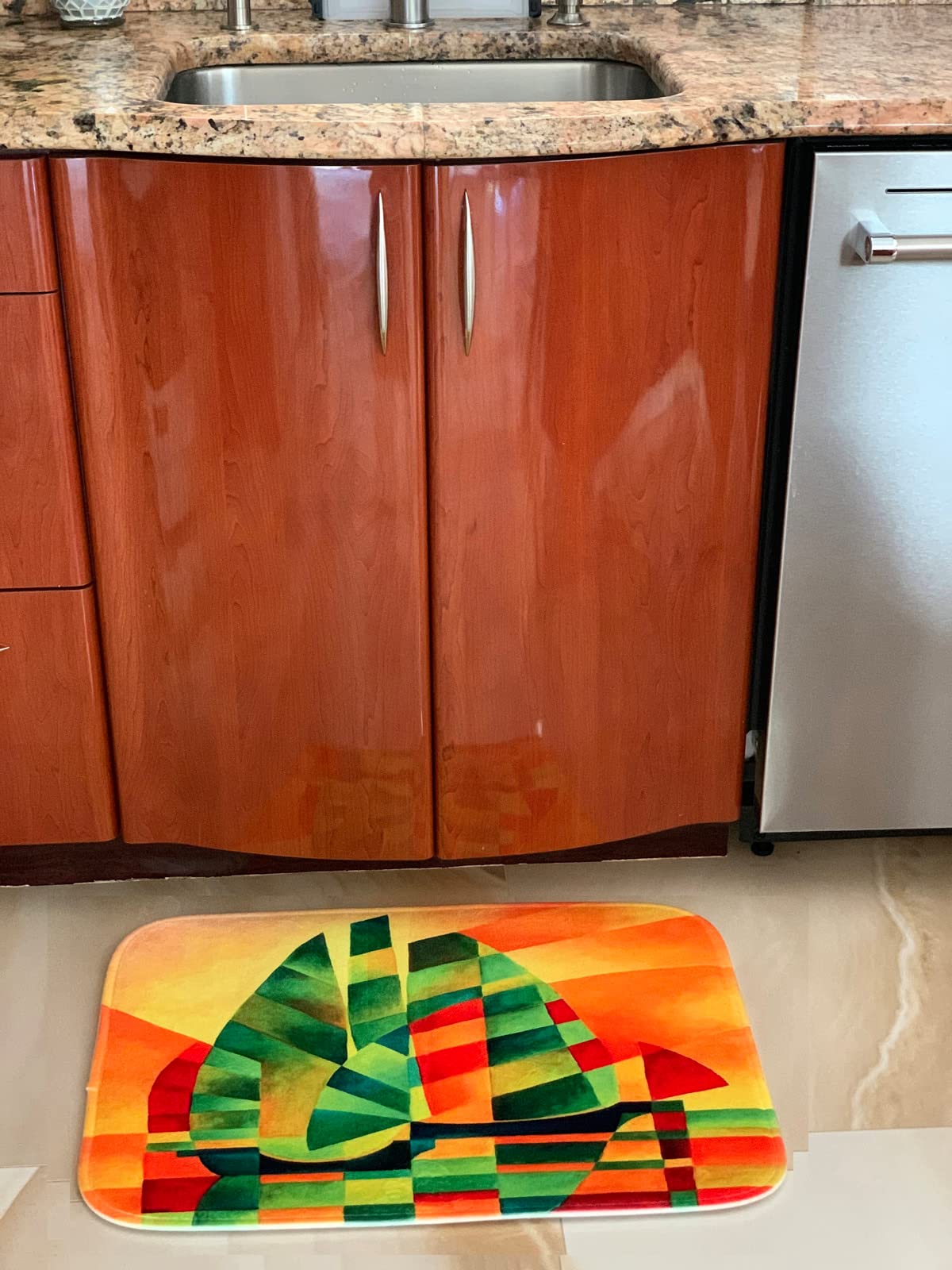 3D Rose Egyptian Scarab Beetle Bath Rug - Non-Slip Bathroom Mat with Ancient Hieroglyphic Art Design for Modern Home Decor | Perfect for Bathroom, Kitchen, or Entryway Floor Protection