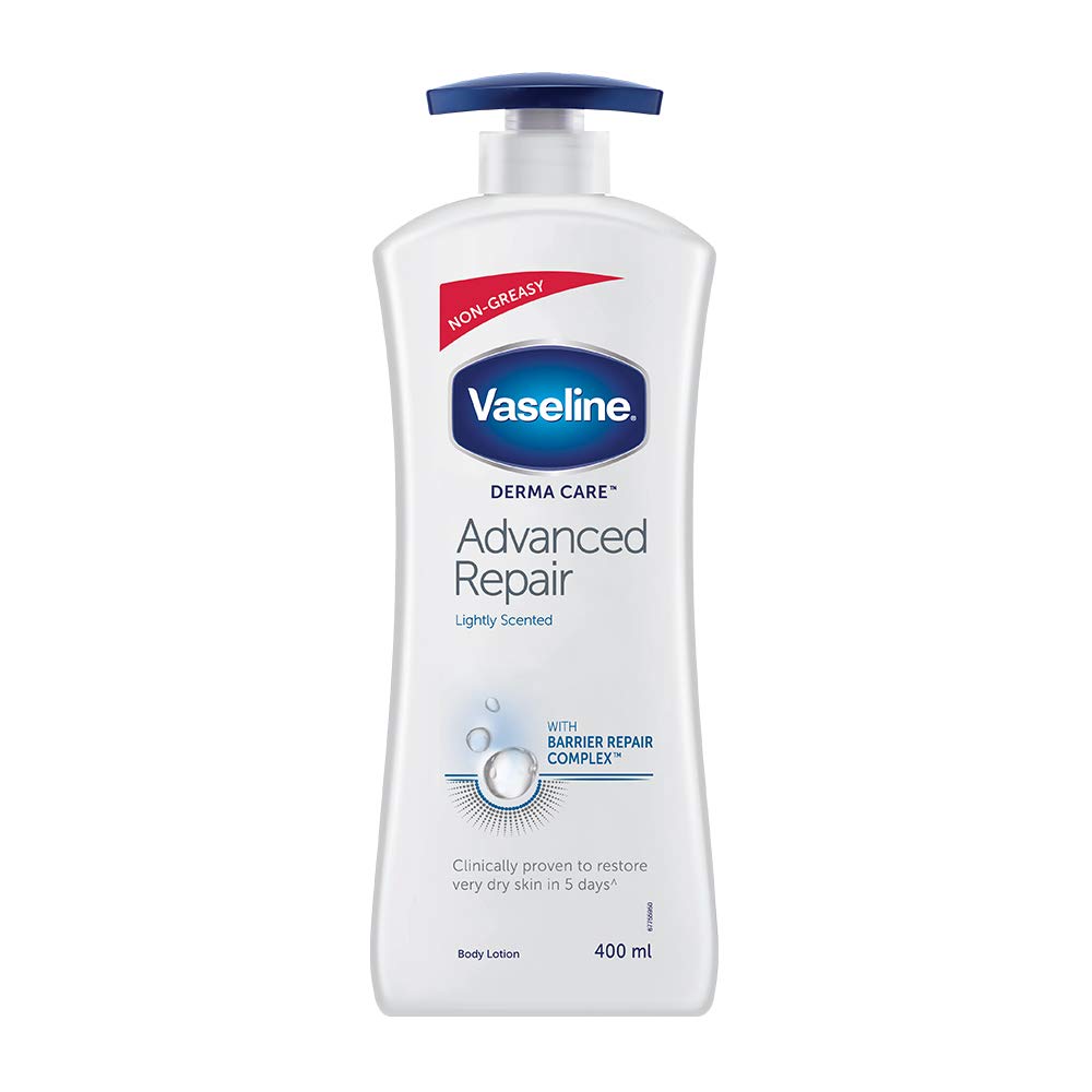 Vaseline Intensive Care Cocoa Glow Body Lotion - 24 Hour Moisturizing with 100% Pure Cocoa & Shea Butter - Restores Skin Radiance - 400ml | Vaseline Derma Care Advanced Repair Lotion for Dry Skin - Perfect for Daily Hydration & Nighttime Skin Repair