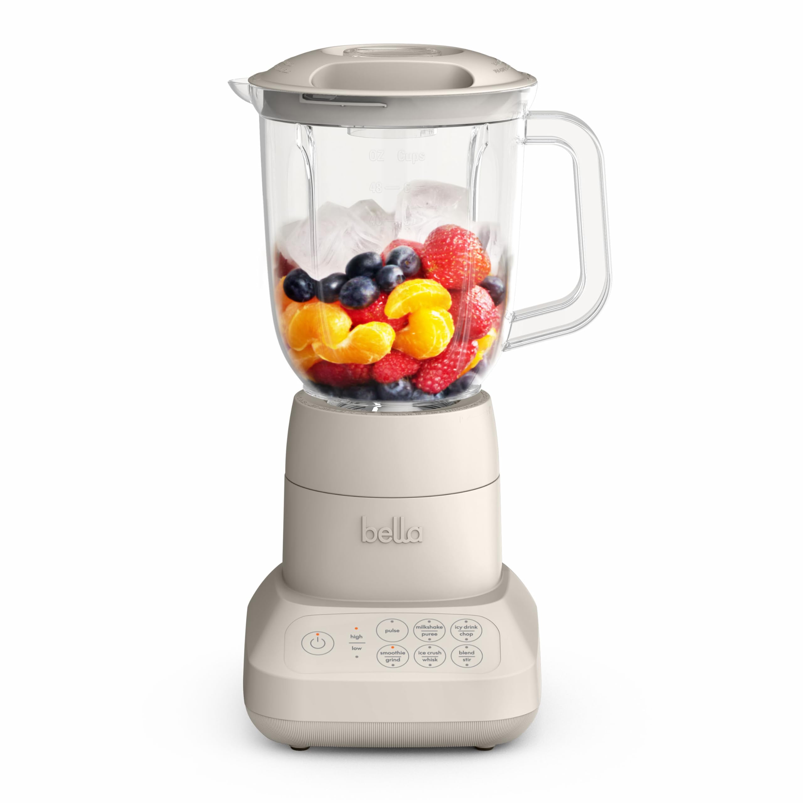 Bella 10-Speed Countertop Blender with Juicer & Smoothie Maker - Compact 48oz Kitchen Blender, Dishwasher Safe Pitcher & Stainless Steel Blade - Perfect for Smoothies, Juices, Oatmilk & Meal Prep - Space-Saving Design for Small Kitchens