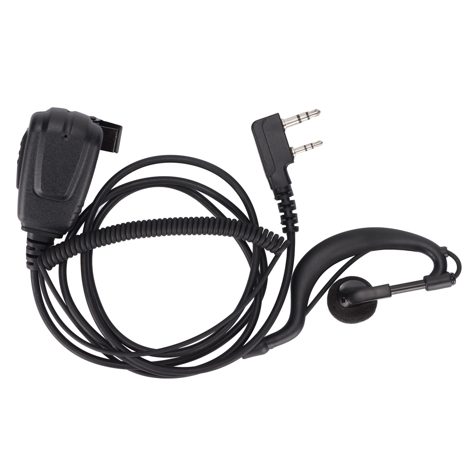 1 Pack 2-Pin Walkie Talkie Earpiece with PTT Mic & Clip - Clear Sound Single Wire Headset for Kenwood Baofeng TK Radios - Perfect for Security, Construction & Outdoor Adventures