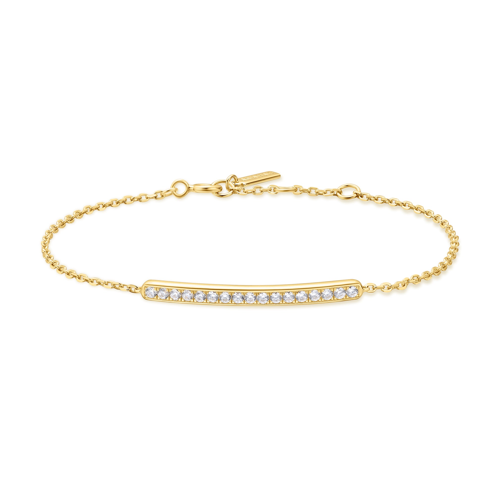 14K Gold Pavé Bar Bracelet for Women - Elegant Stackable Bangle for Everyday Wear & Special Occasions
