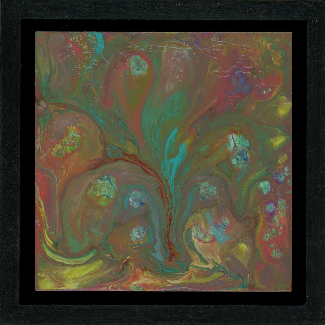Anthony Ciambella Framed 4x4 Acrylic on Panel Painting - Modern Abstract Wall Art for Home & Office Decor