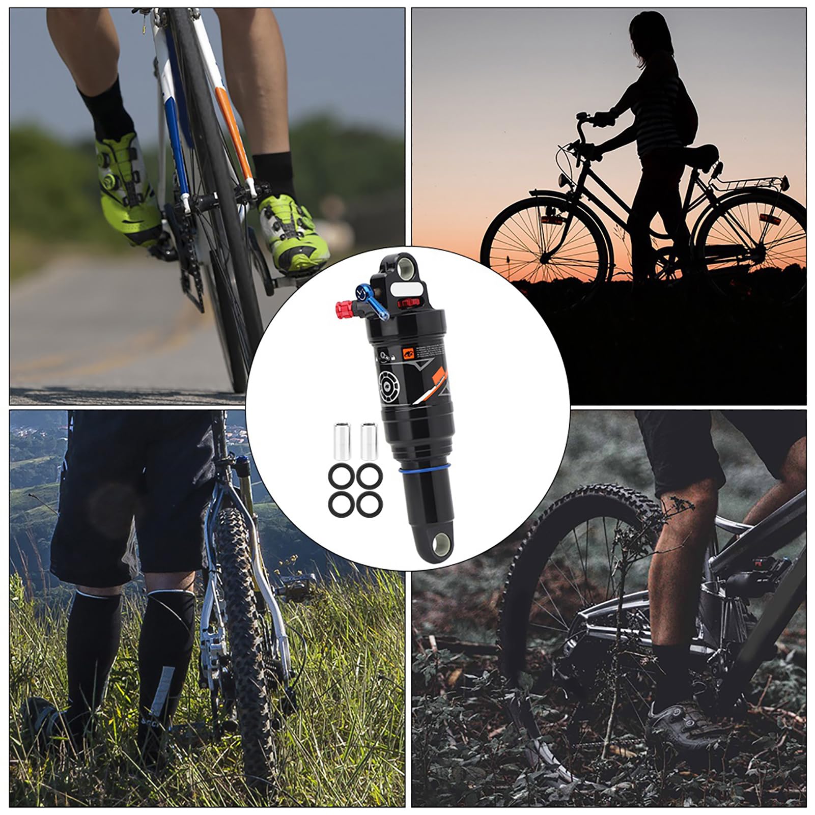 Dilwe 165MM Air Pressure Rear Shock Absorber - Soft Rear Frame Tail Accessory for Mountain Bikes | Off-Road Cycling & Trail Riding Comfort Upgrade
