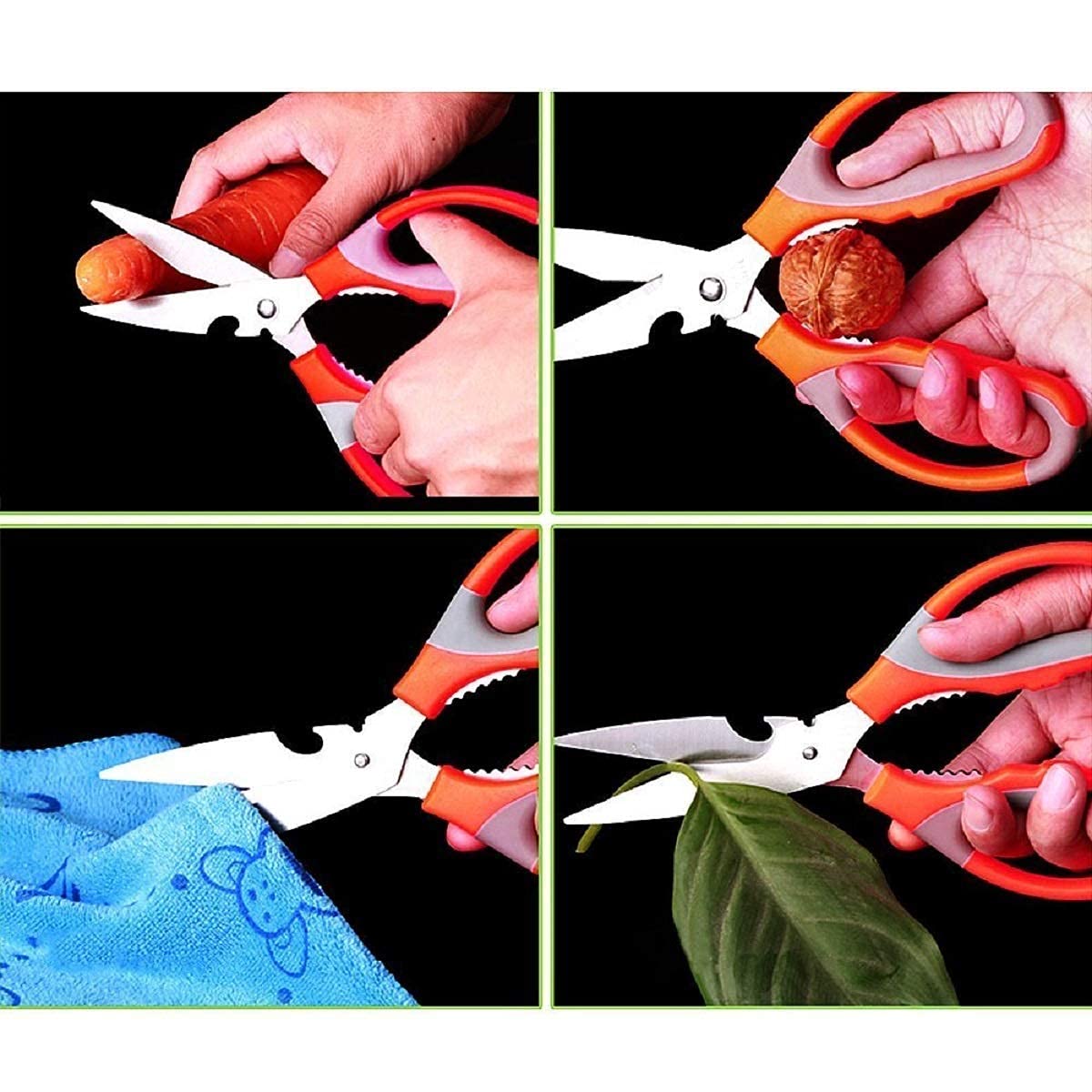 Multipurpose Stainless Steel Kitchen Scissors - Heavy Duty Household & Garden Shears with Bottle Opener, Fish Scale Remover, Nut Cracker - Perfect for Cooking, Seafood, Poultry, and DIY Projects