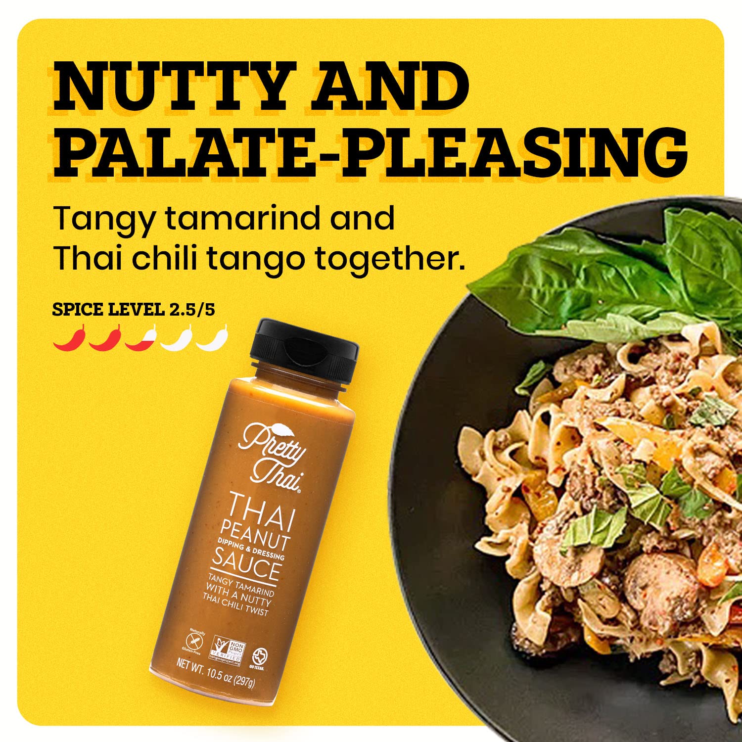 Authentic Thai Peanut Sauce - Gluten Free, Non-GMO, Vegan Certified - 100% Natural Stir Fry Sauce, Salad Dressing, Rice Seasoning & Dipping Condiment - Perfect for Asian Cuisine, Noodle Dishes & Spring Rolls