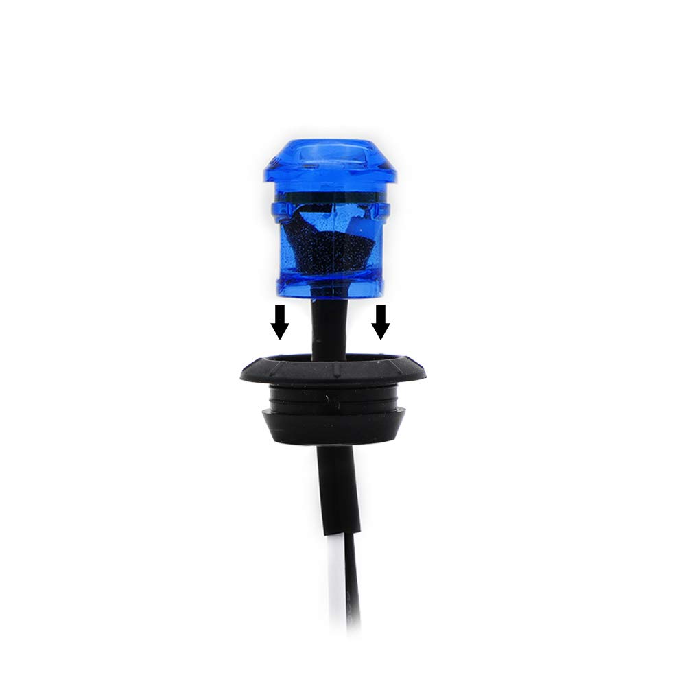 20 Pcs 3/4 Inch Small Round Blue LED Side Marker Lights - Universal Fit for Trailer, Truck, RV, Tow Pickup - 12V DC, 3 LEDs per Light - Waterproof Clearance Lights with Grommets - Perfect for Night Driving, Vehicle Safety & Road Visibility