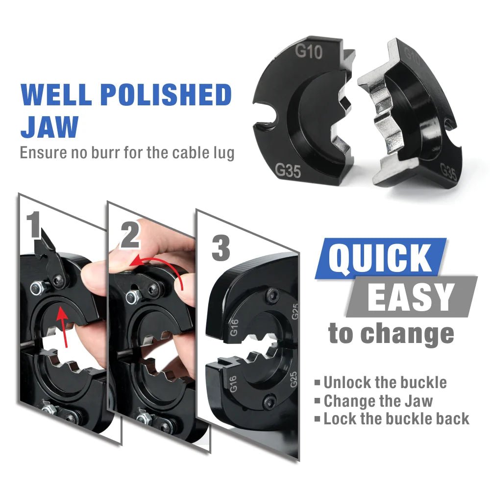 Heavy Duty Battery Lug Crimper for Copper & Aluminum Lugs (6-70mm², AWG 10-2/0) - Bench Mount Hexagonal Crimping Tool for Electrical Wiring, Automotive, Marine & Solar Applications