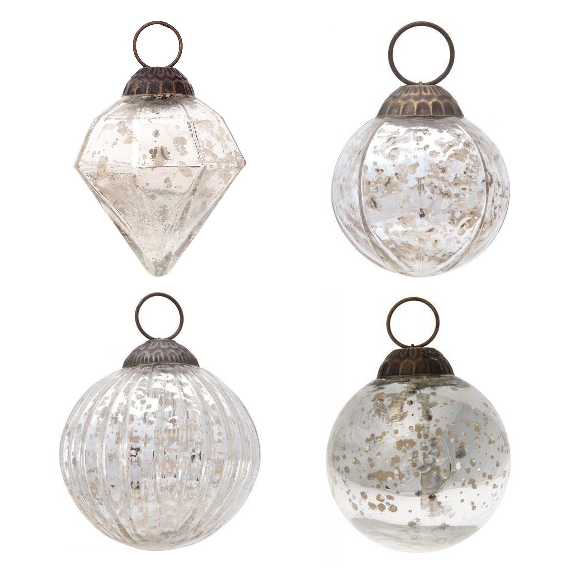 4 Pack Silver Best of Show Assorted Ornaments Set - Vintage Style Christmas Decorations, Great Gift for Holidays, Special Occasions & Home Party Decor | Perfect for Tree Trimming, Gift Exchange & Festive Celebrations