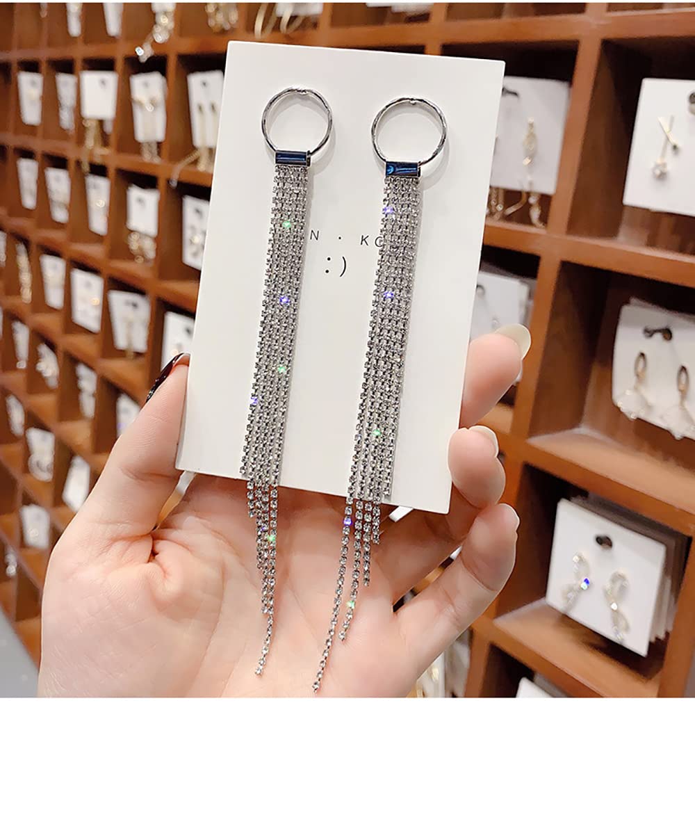 Bohemian Crystal Long Tassel Pendant Earrings for Women - Agate Dangle Earrings with Faux Fur Fluffy Pendant, Nickel Free Jewelry in Gold/Silver - Perfect for Parties, Weddings & Boho Fashion