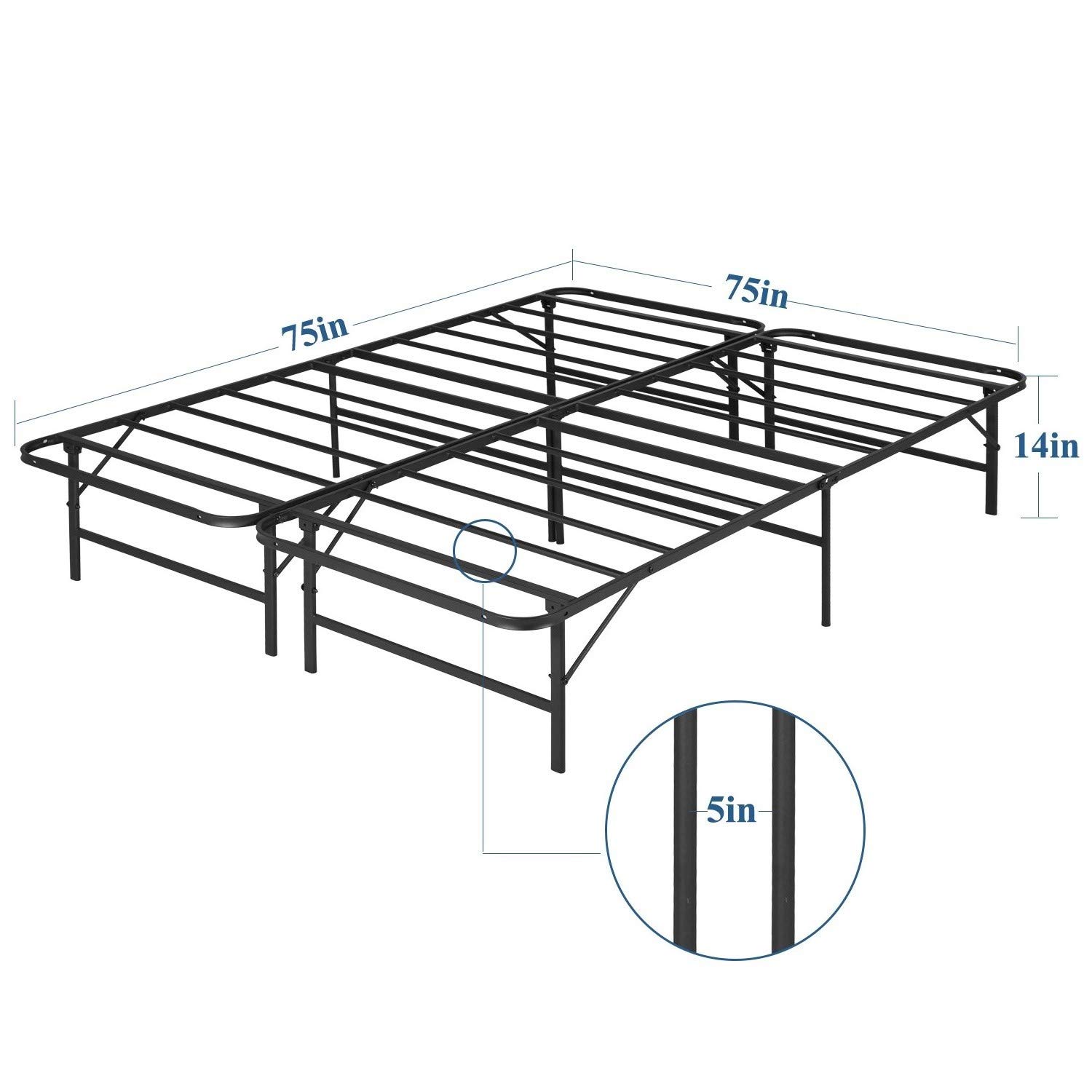VECELO 14 Inch King Size Metal Bed Frame - Tool-Free Assembly, Noise-Free Design, Foldable Platform (Replaces Box Spring) - Perfect for Guest Rooms, Apartments & Dormitories