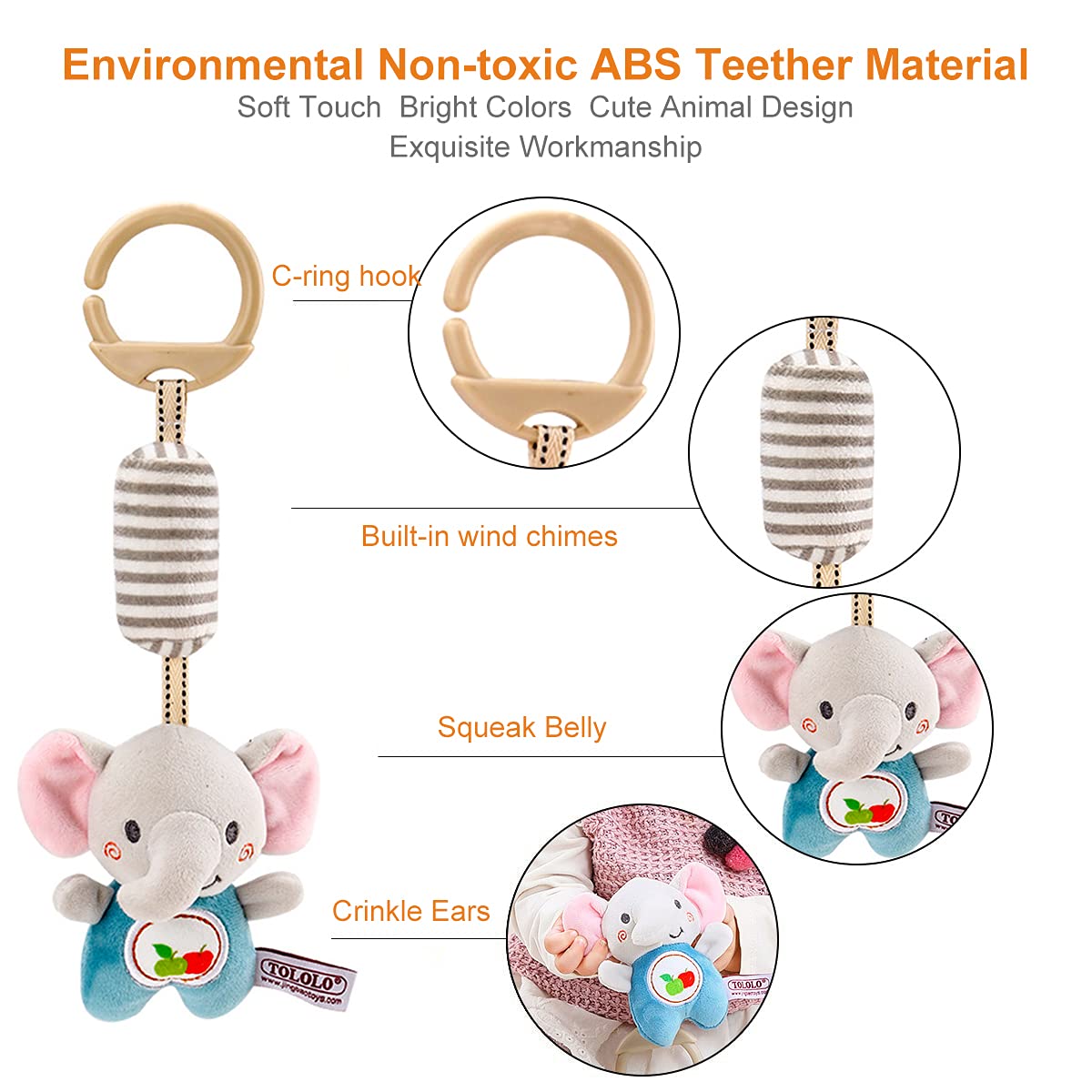 Montessori Baby Hanging Toys - 4 Pack for Car Seat & Stroller - Sensory Toys for Newborns & Toddlers 3+ Months - Travel Essential