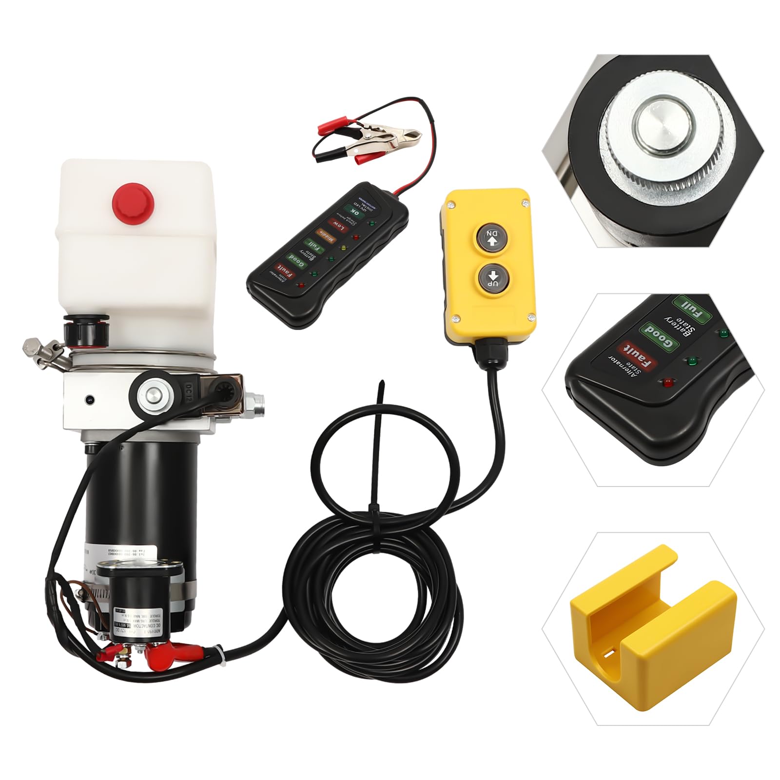800W 12V DC Hydraulic Power Unit with Remote Control - 1.67 Quart Single Acting Hydraulic Pump with Oil Reservoir for Dump Trailers, Car Lifting, Log Splitters & Heavy Equipment Maintenance (Ideal for Automotive Repair & Farm Use)