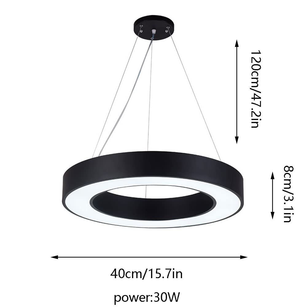 Simple Modern Pendant Lights - Nordic Style LED Chandelier with 3000K Warm Light, 48W Metal Lampshade & Hollow Ring Design for Kitchen Island, Dining Room, Bedroom, Hallway - Perfect for Cozy Dining Spaces & Contemporary Home Decor
