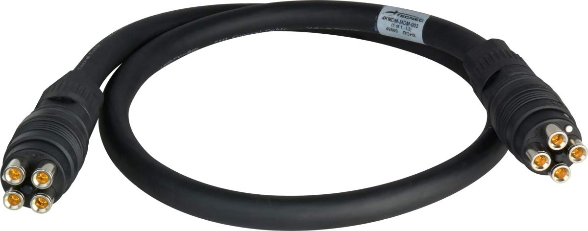 4K UHD Canare 3G HD-SDI 4 Channel DIN Male to Male Camera Cable - 3ft Professional Video Cable for 4K Cameras, Broadcast & Studio Equipment (Ideal for Live Streaming, Film Production & Video Recording)