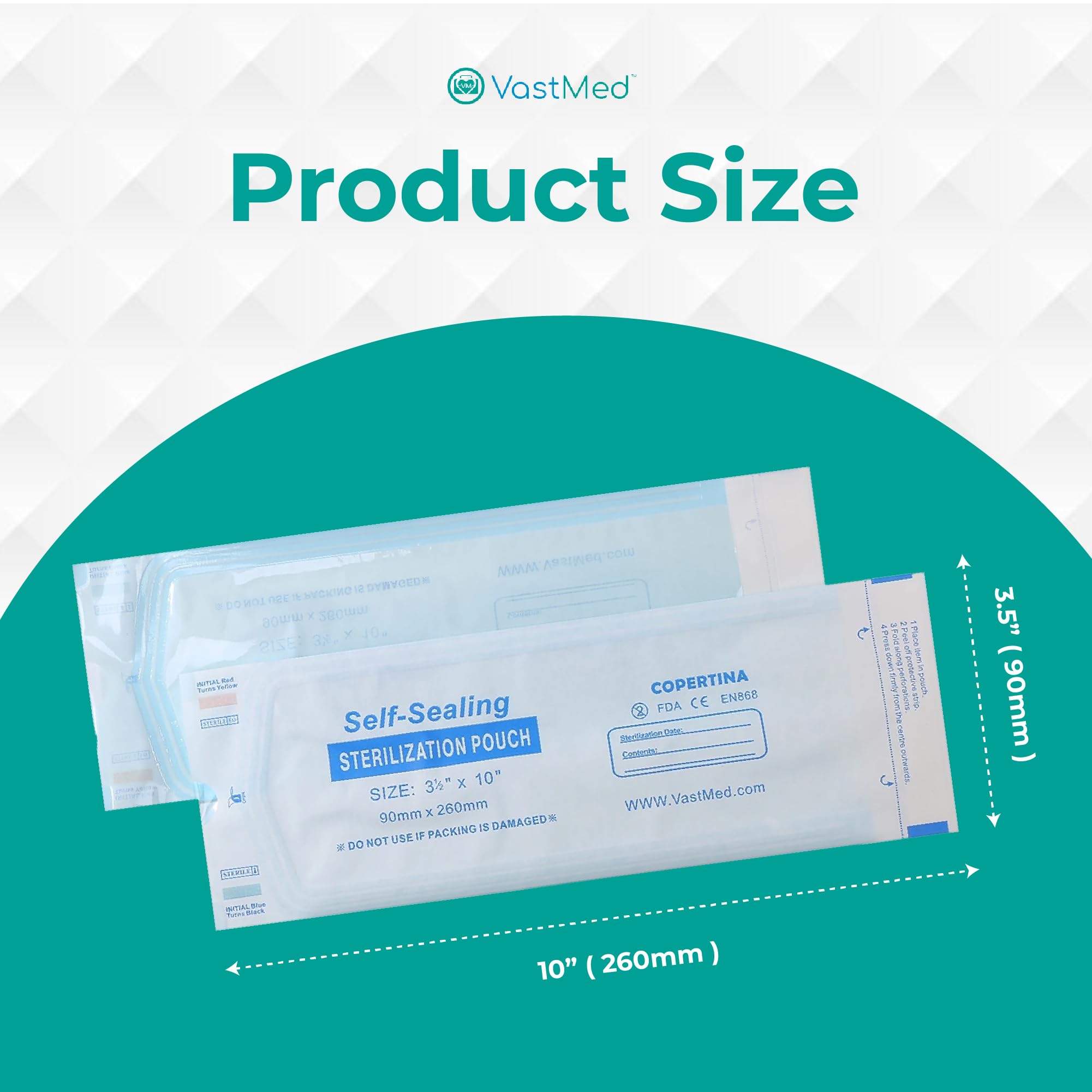 200PCs Self Seal Sterilization Pouches 3.5
