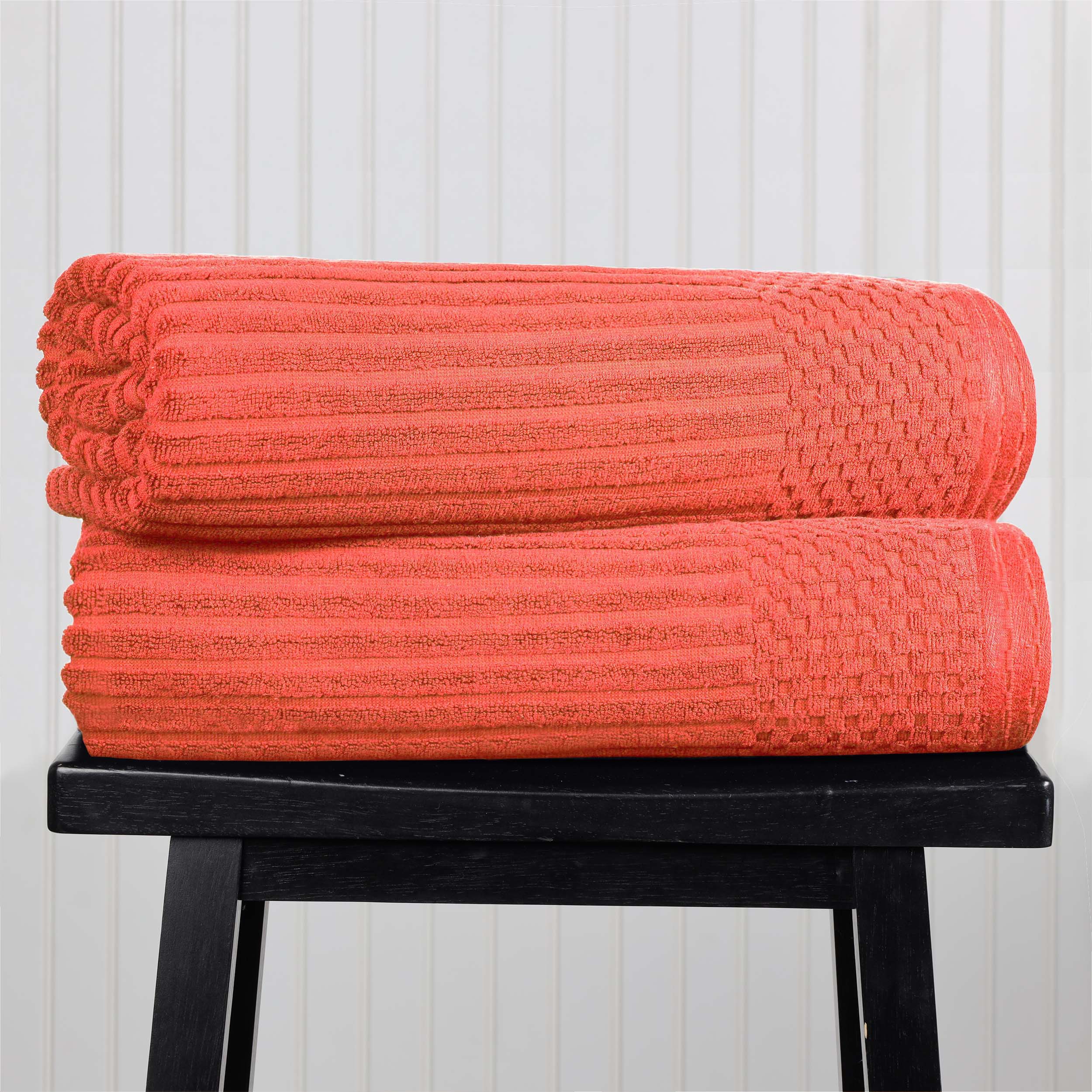 Premium Cotton Ribbed Textured Bath Towel Set - Ultra Absorbent 2-Piece Bath Sheet Set for Spa, Beach & Luxury Bathroom Use