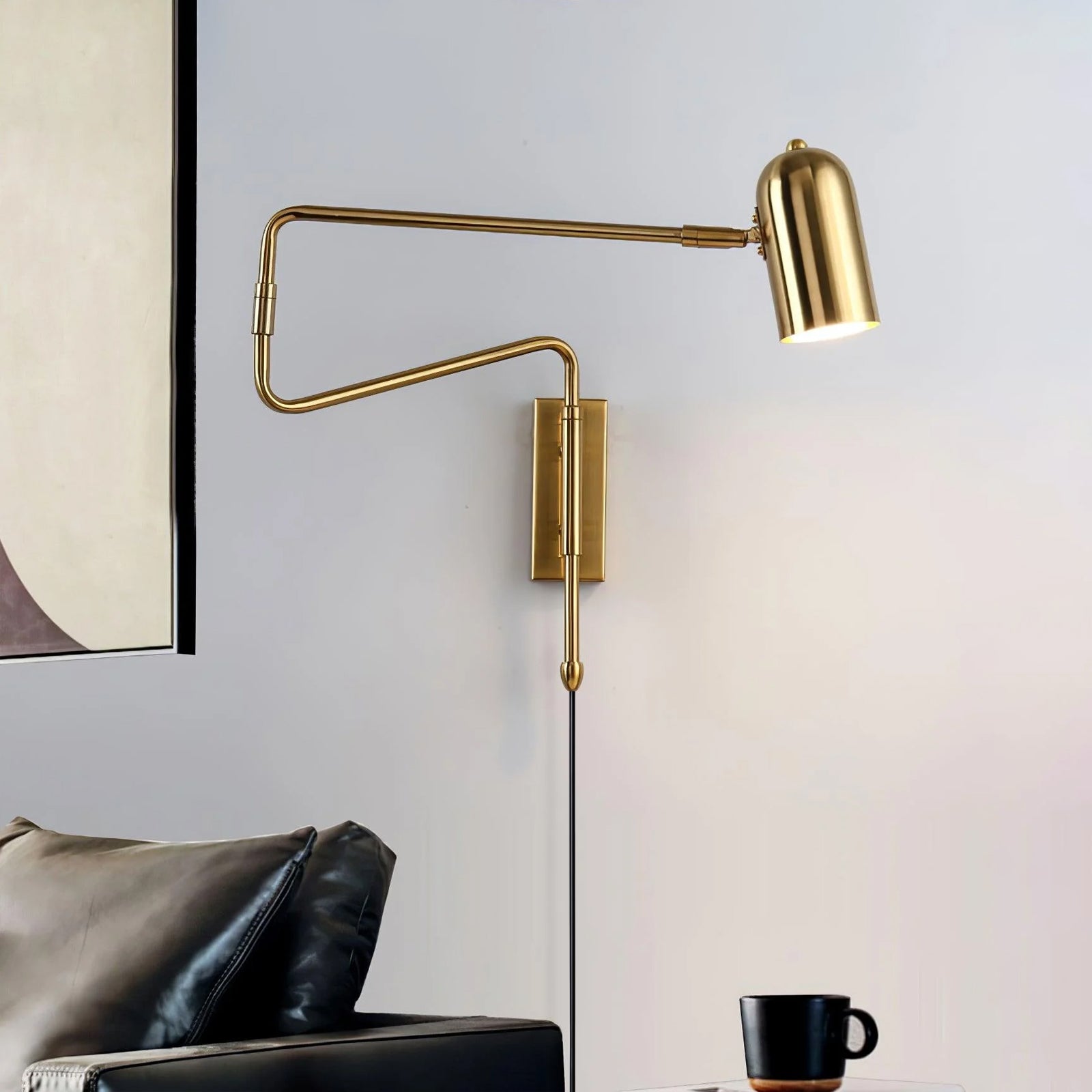 Adjustable Arm Plug In Wall Lamp - Dimmable Swing Arm Sconce for Bedroom, Living Room, and Office Lighting - Perfect for Reading, Working, and Decor
