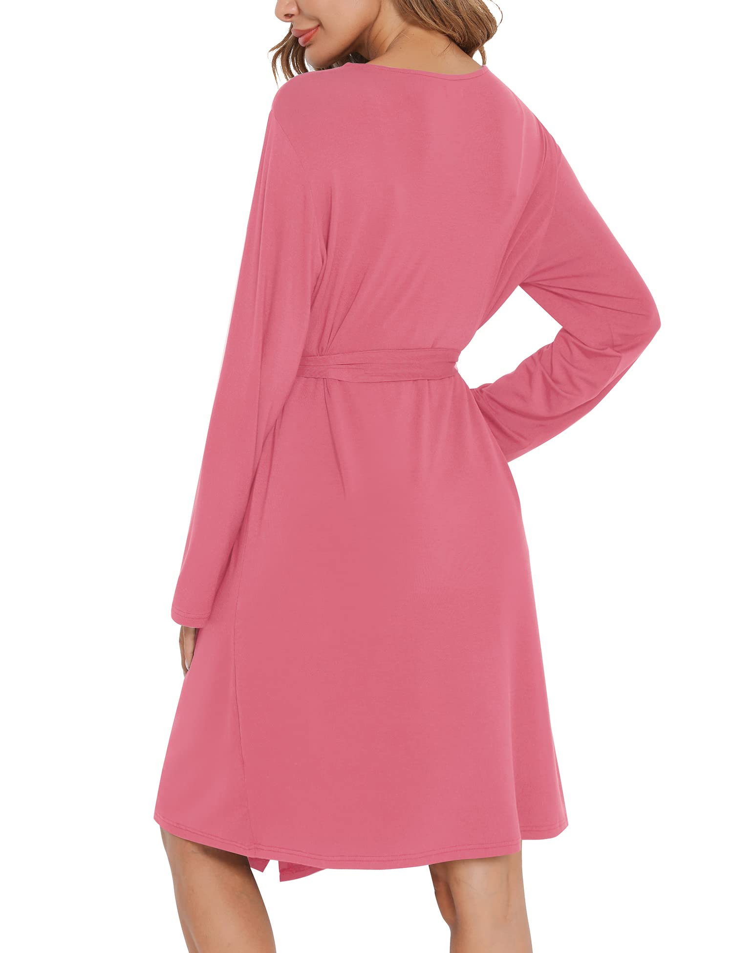 SWOMOG Women's 2-Piece Maternity Robe & Nursing Nightgown - 3-in-1 Breastfeeding Dress with Lace Trim for Labor, Delivery & Postpartum - Soft Nursing Pajama Set for Hospital, Home & Nursing Comfort