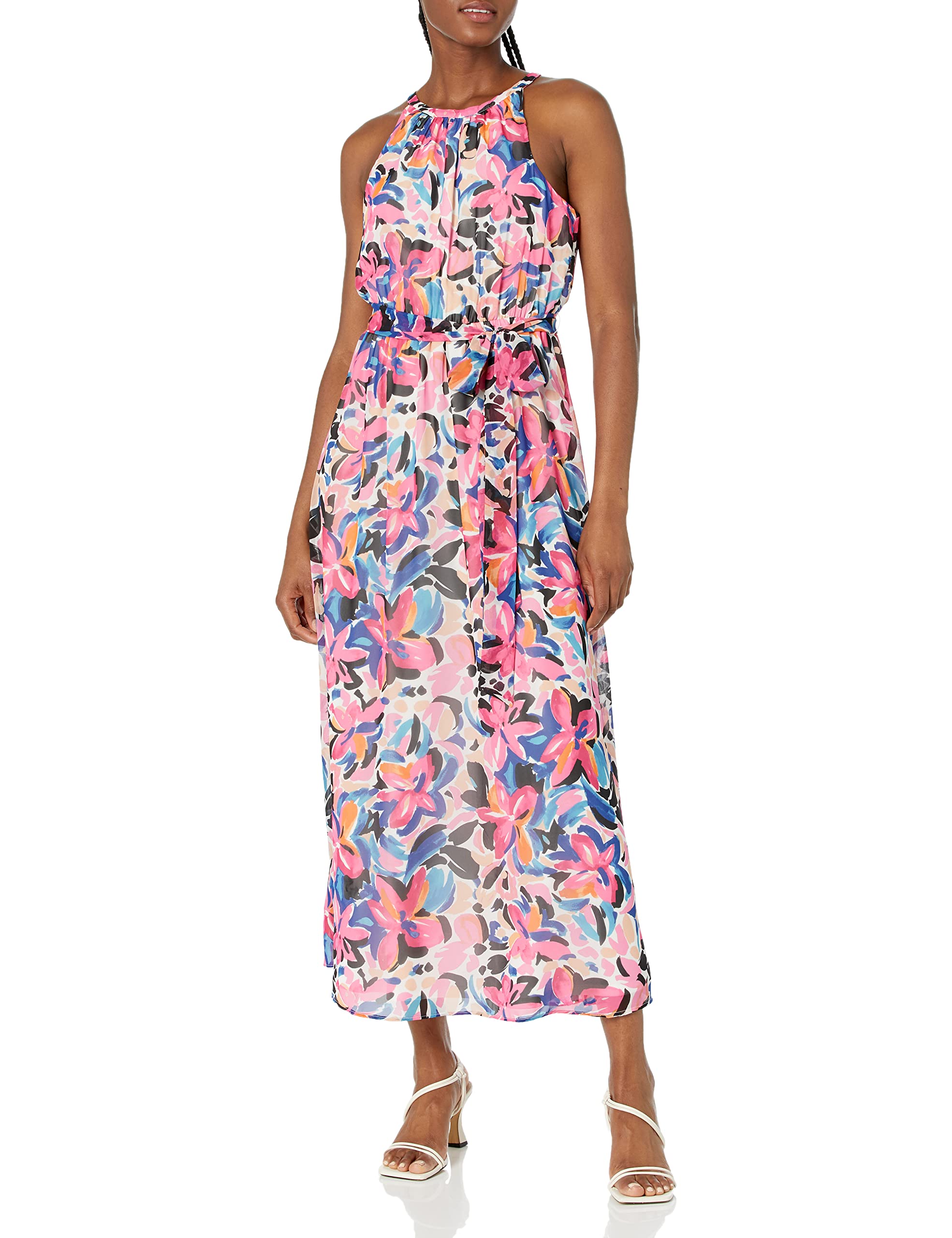 Nine West Women's Lillian Maxi Halter Dress - Elegant Summer Beach Wedding Party Dress for Women, Perfect for Vacation, Date Night & Special Occasions