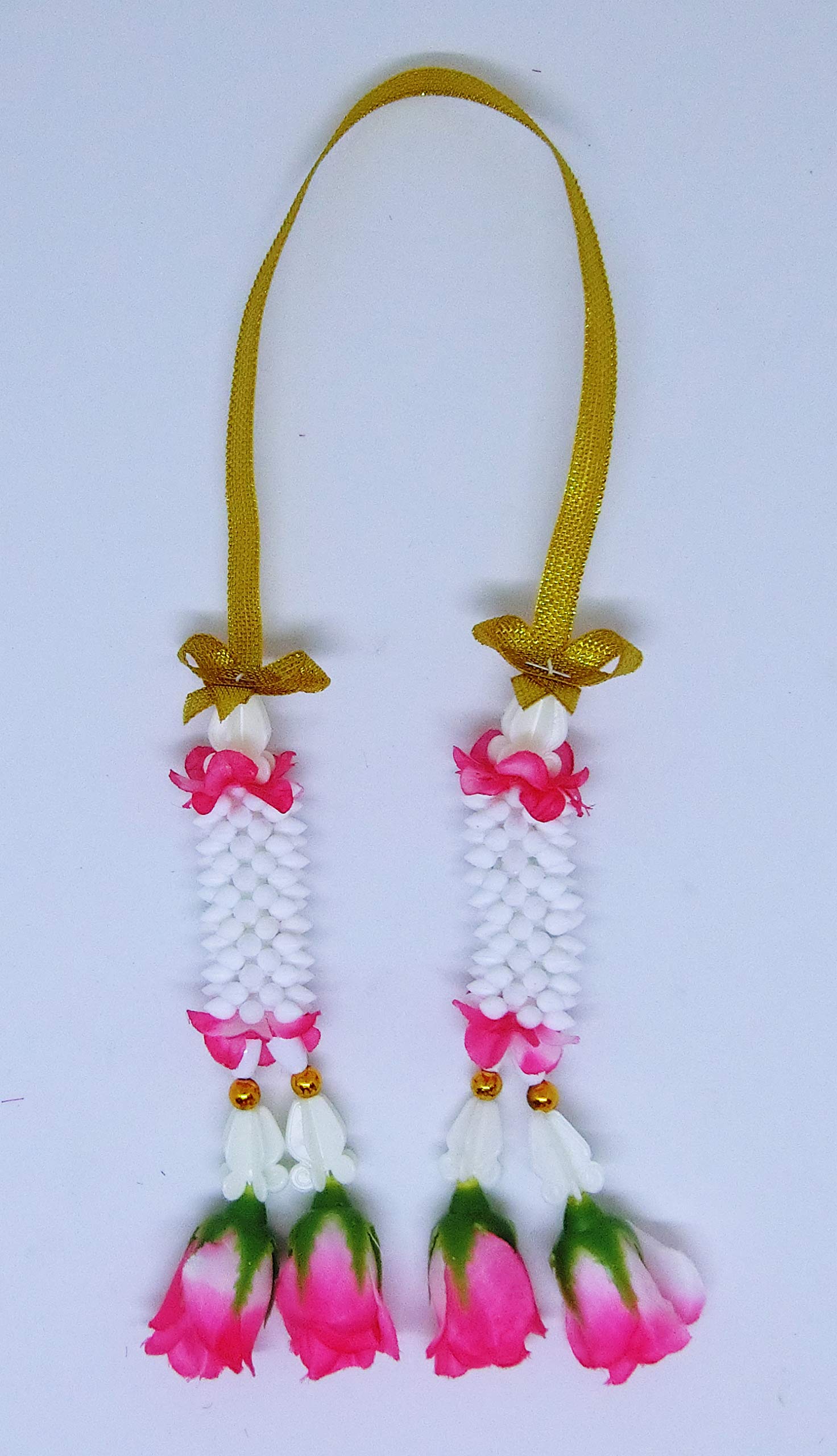 Handmade Thai Rose Jasmine Garland Fabric Flowers - Pink Plastic Floral Souvenir for Weddings, Home Decor & Cultural Celebrations