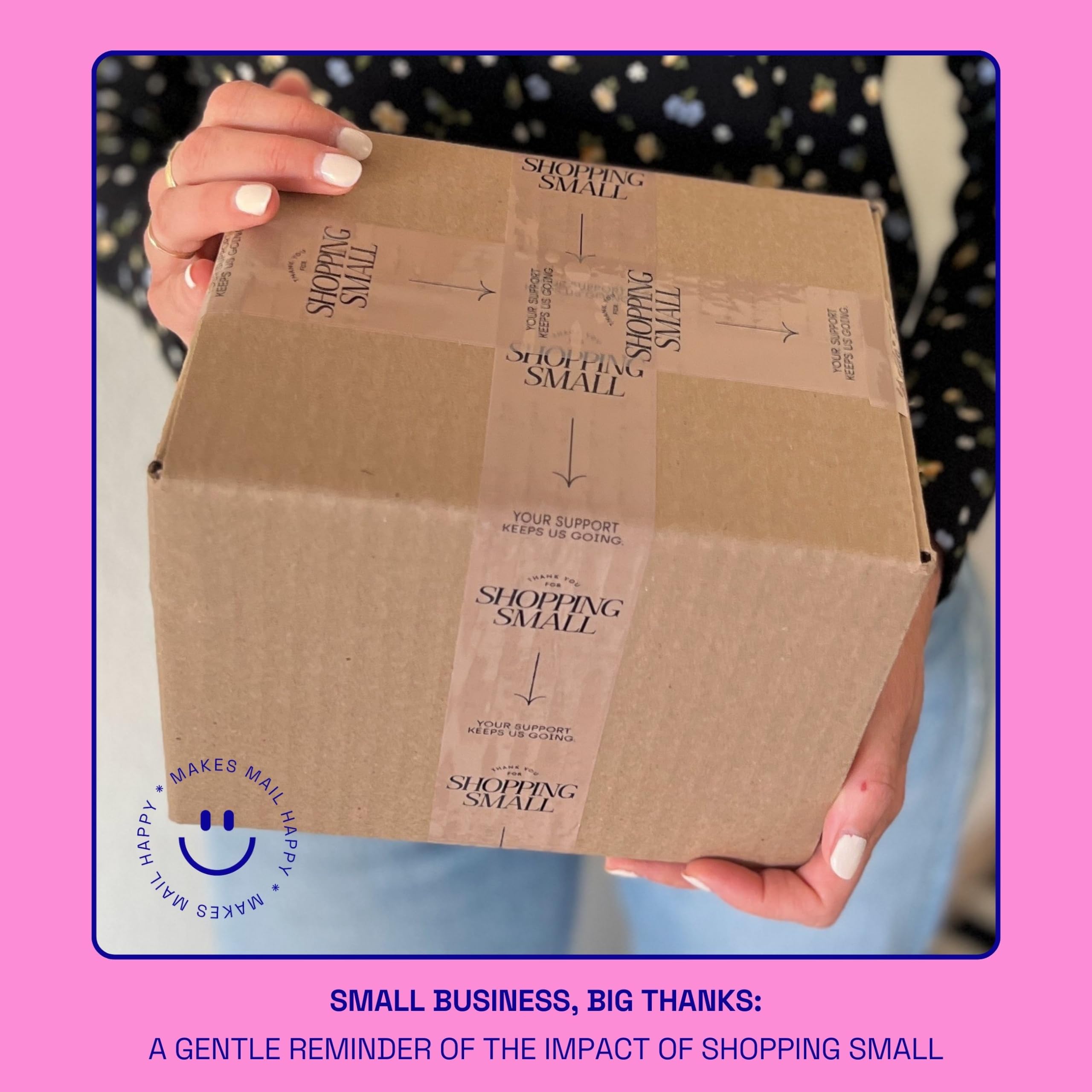 Thank You Packing Tape - Blush, Brown & Black Decorative Shipping Tape for Small Businesses | 1.88