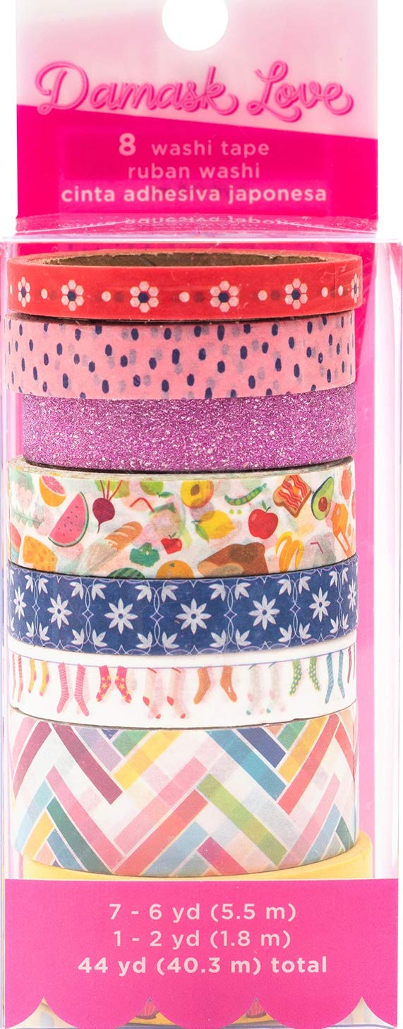 American Crafts Write at Home Washi Tape Set - 8 Rolls for Scrapbooking, Journaling, and DIY Home Decor
