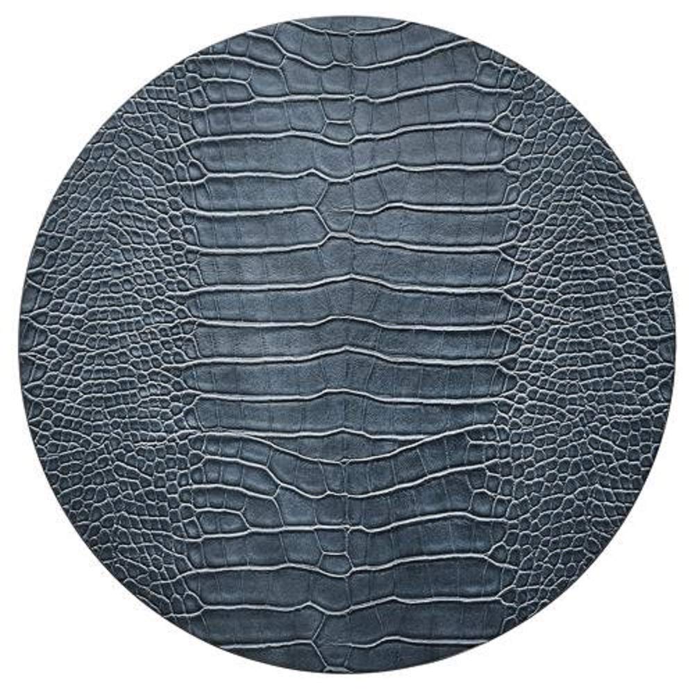 Kim Seybert Crocodile Embossed Placemats Set of 4 - Cadet Blue Waterproof Dining Table Mats for Formal Dinner Parties & Holiday Entertaining