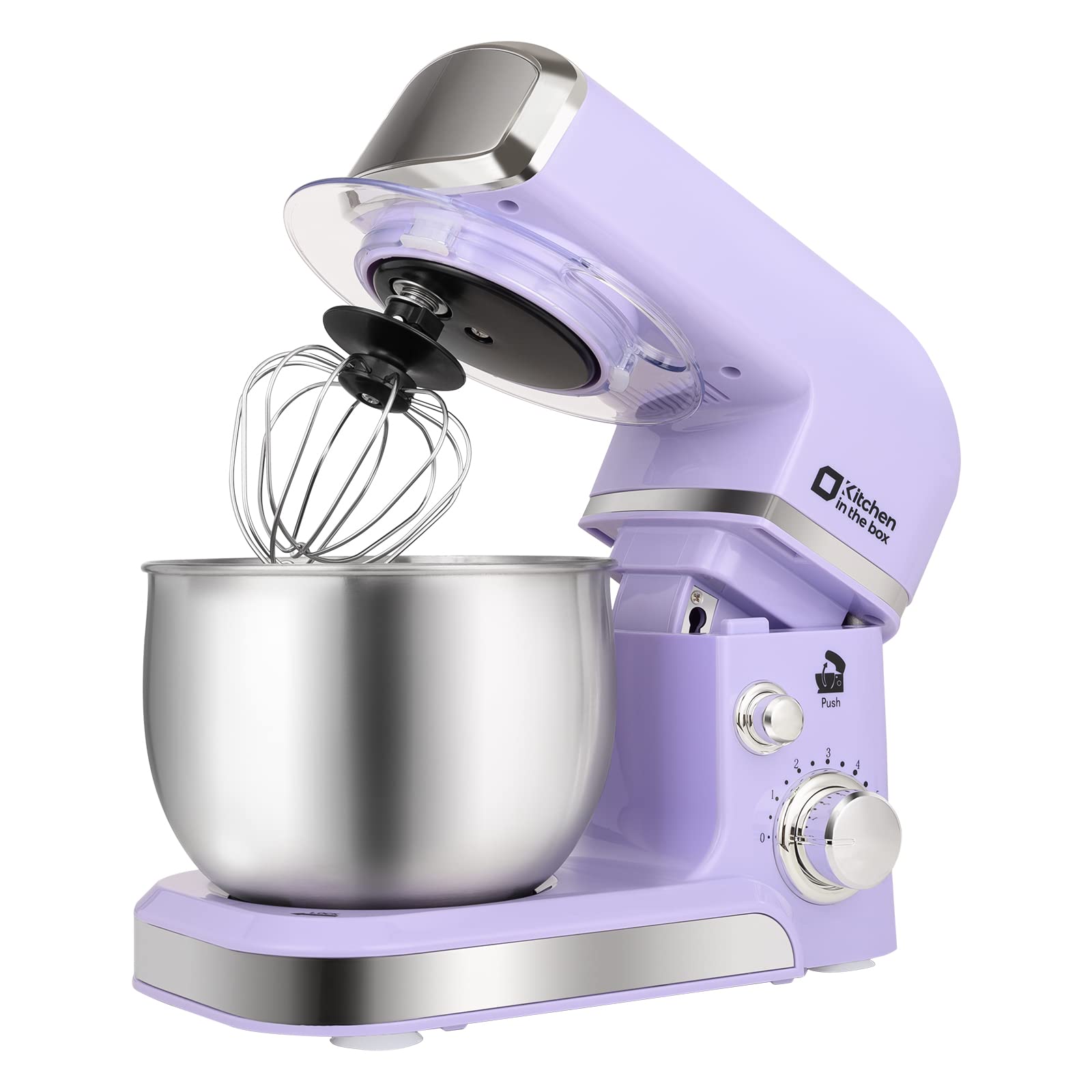 3.2Qt Stand Mixer - 6-Speed Electric Kitchen Mixer with Egg Whisk, Dough Hook & Flat Beater | Lightweight & Portable for Baking, Cooking & Daily Use | Renewed Purple Small Food Mixer