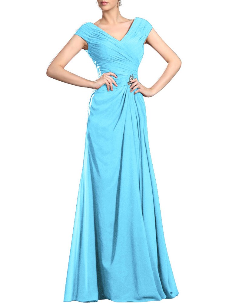 Elegant V-Neck Mother of the Bride Dress - Formal Wedding Gown for Special Occasions, Evening Parties & Black Tie Events