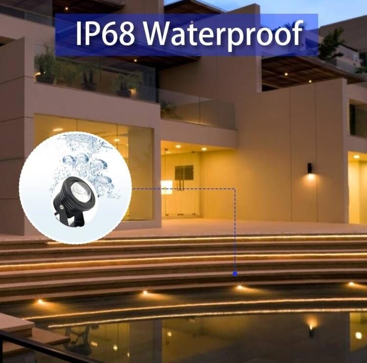 10W LED Underwater Pond Lights - 900LM IP68 Waterproof Aluminum Fountain Lights for Outdoor Pools, Gardens & Landscapes | Perfect for Backyard Ponds, Water Features & Decorative Lighting