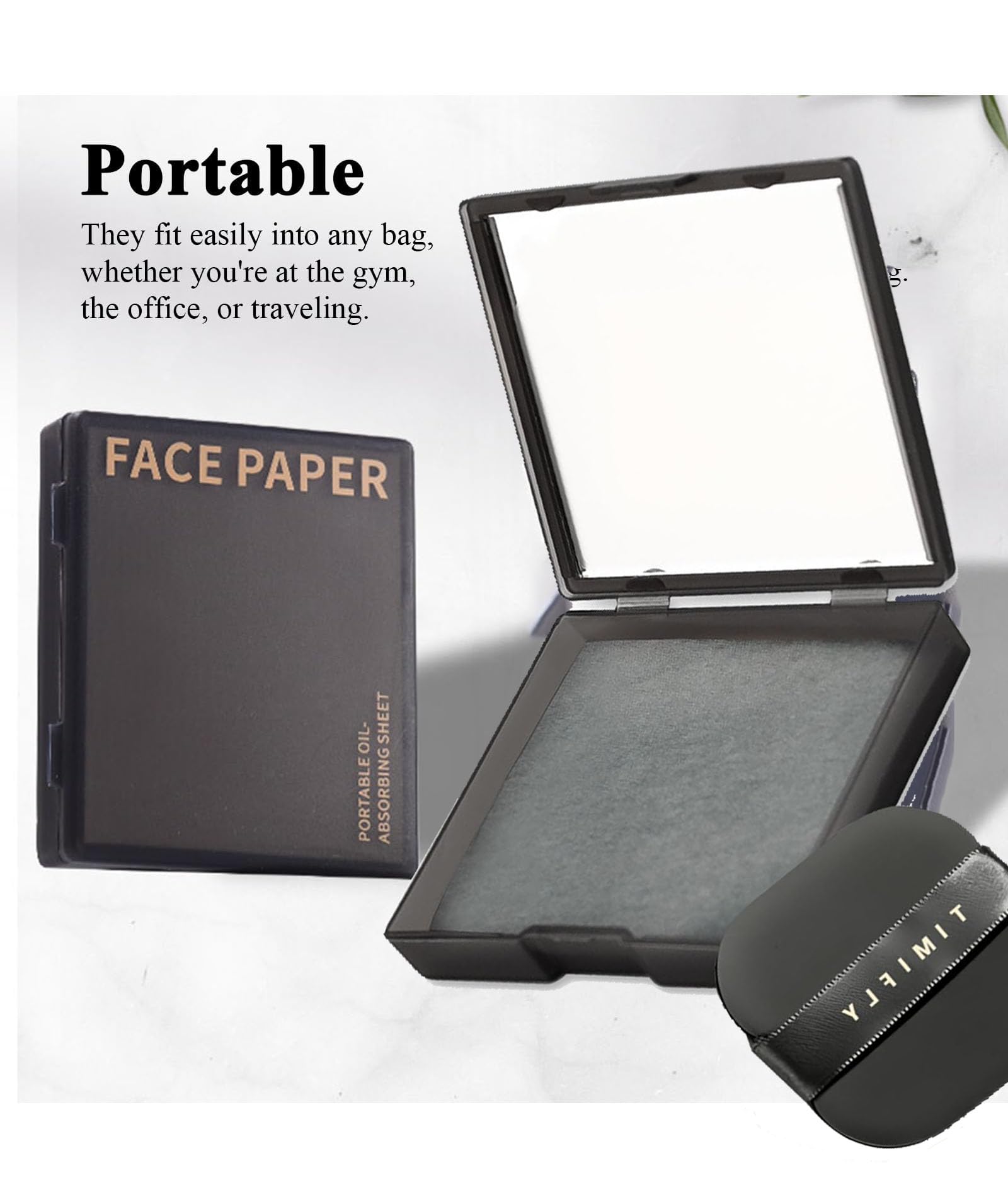 200 Pcs Oil Absorbing Blotting Papers for Oily Skin - Matte Finish Facial Blotting Sheets with Built-in Mirror & Powder Puff - Portable Compact for Men & Women - Perfect for On-the-Go Shine Control & Makeup Touch-Ups