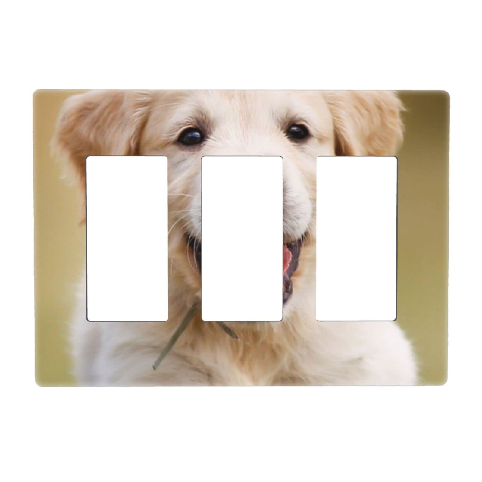 Cute Puppy Dog Printed Light Switch Cover - Decorative Triple Toggle Wall Plate for Bedroom, Kitchen, Living Room - Perfect for Kids Room, Nursery & Pet Lovers Home Decor
