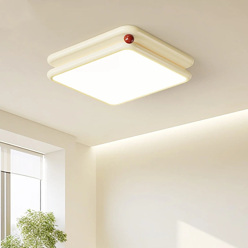 Nordic Style Cream White Ceiling Lamp - Modern Minimalist Lighting Fixture for Living Room, Bedroom, and Dining Room