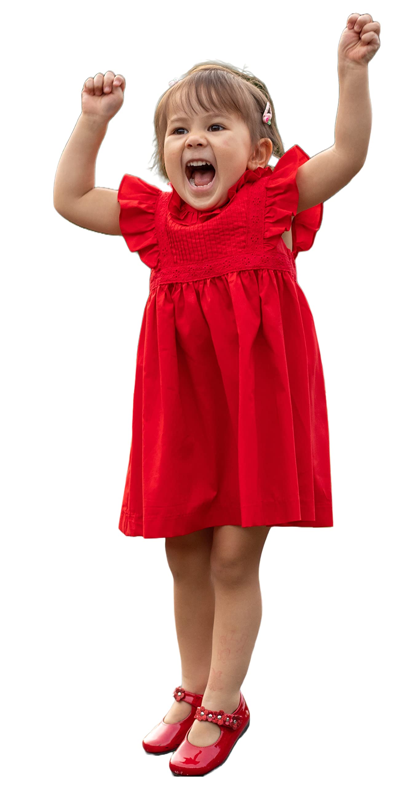 Toddler Baby Girls' Spring Summer Casual Dress with Lace Ruffle Sleeves - Princess Party Dress for Birthday, Photo Shoots & Special Occasions