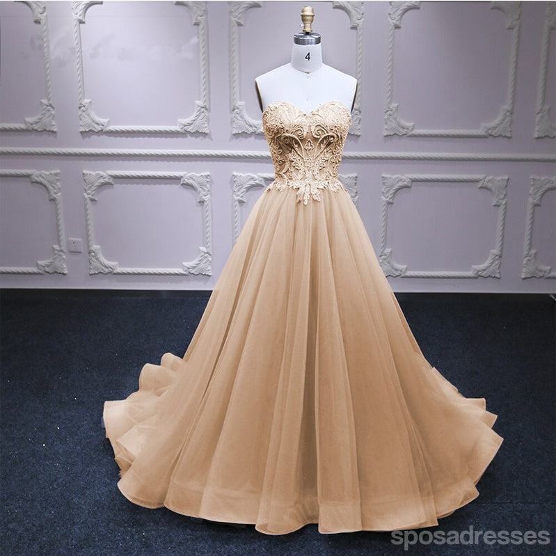 Elegant Champagne A-Line Sweetheart Long Prom Dresses for Women - Affordable Formal Gowns for Homecoming, Ball & Special Occasions