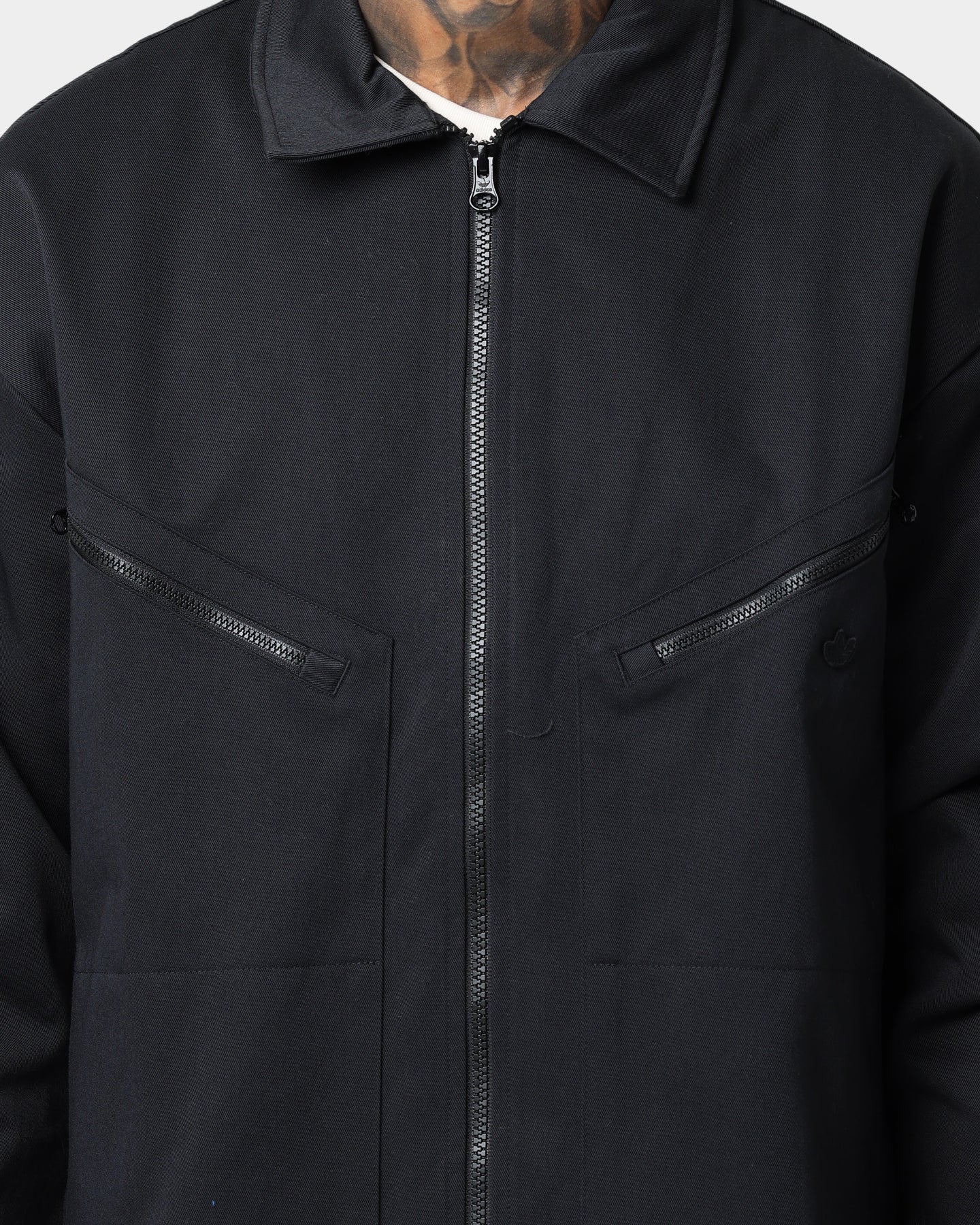 Adidas Trefoil Twill Blouson Jacket for Men - Black Windbreaker Lightweight Hooded Jacket for Running, Hiking & Casual Wear