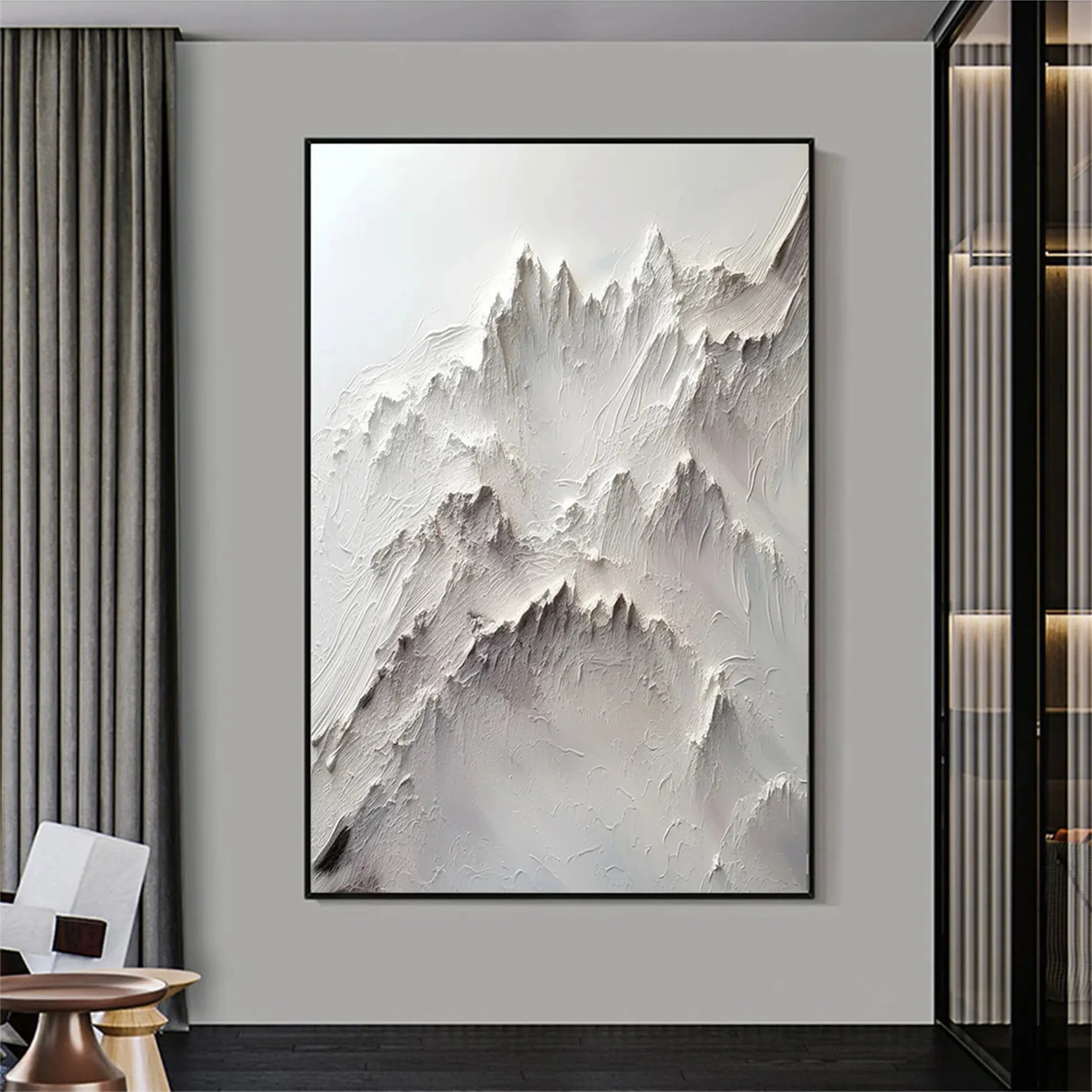 White Minimalist Textured Painting Canvas MM238 - Abstract Wall Art for Modern Home & Office Decor
