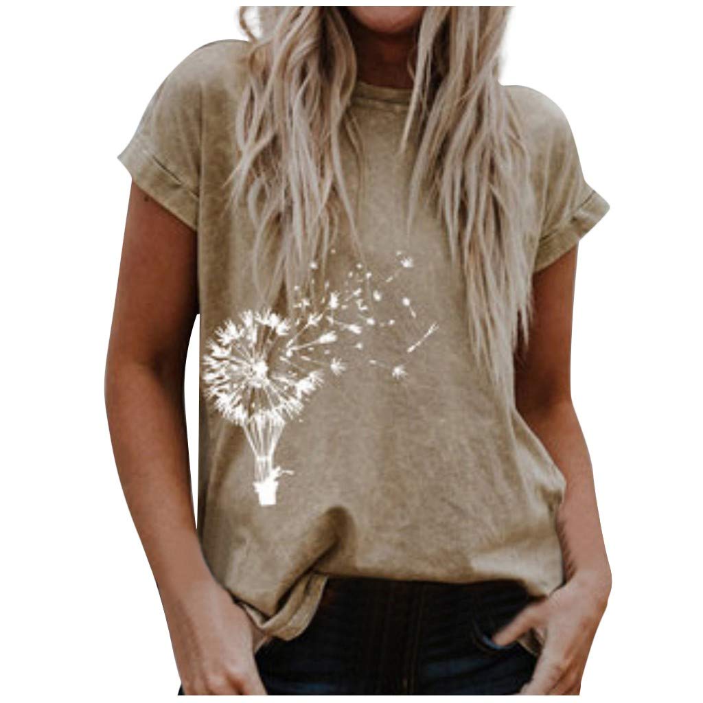 Yuaekjes 2021 Funny Heart Print V-Neck T-Shirt for Women - Casual Short Sleeve Loose Blouse for Everyday Wear, Date Nights & Weekend Outfits